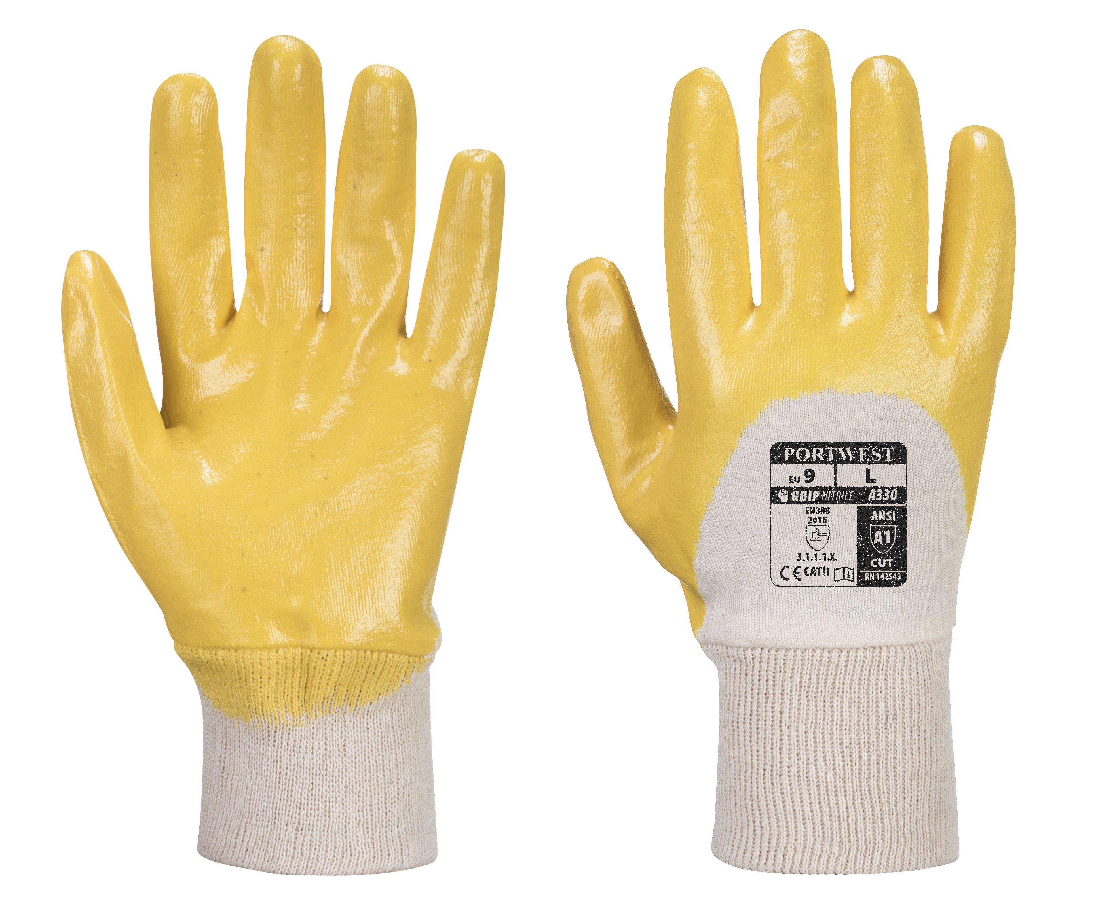 Portwest Dünner Nitrilhandschuh mit Strickbund Farbe: Beige/Gelb, Gr.: 9 (L)