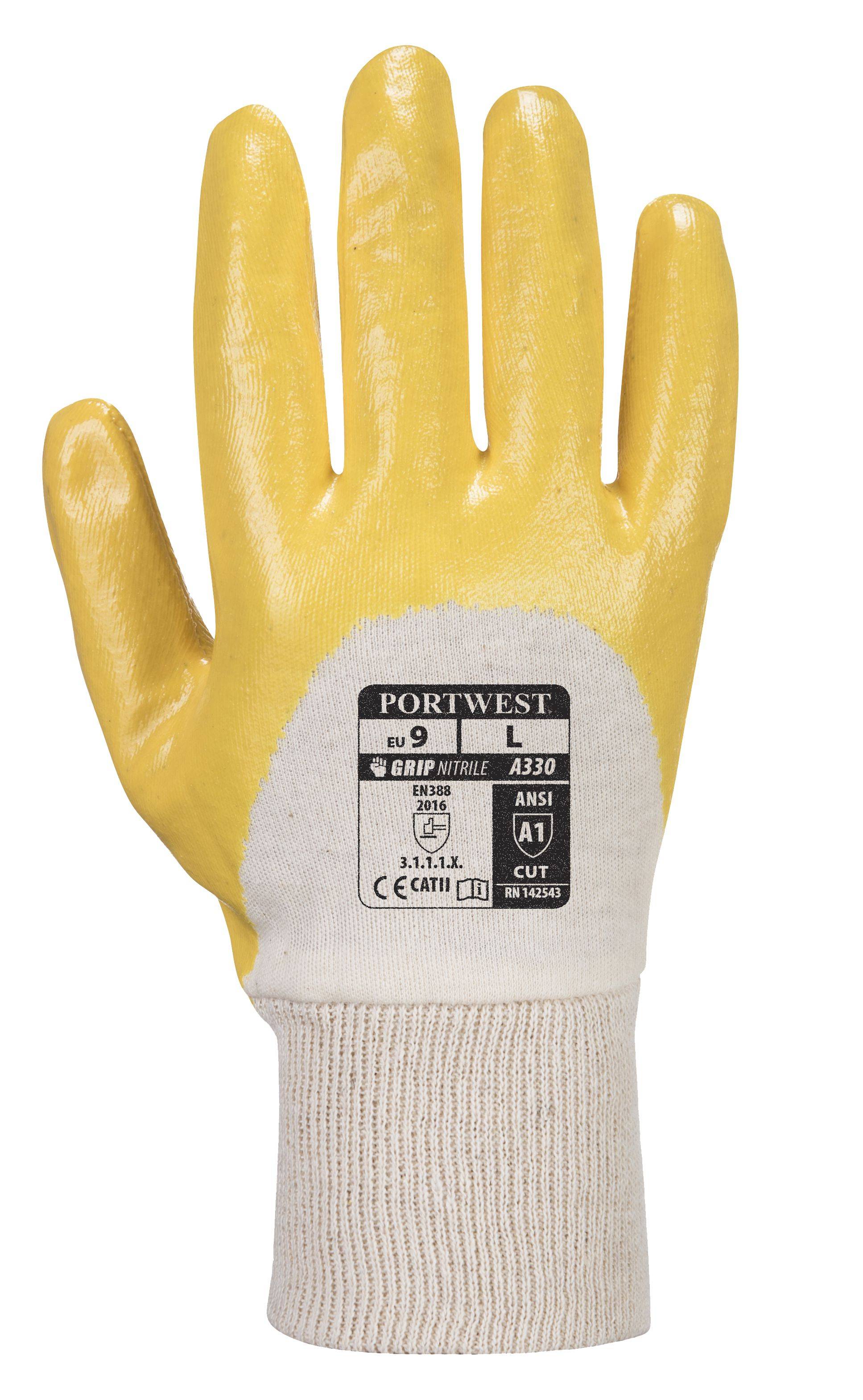 Portwest Dünner Nitrilhandschuh mit Strickbund Farbe: Beige/Gelb, Gr.: 9 (L)