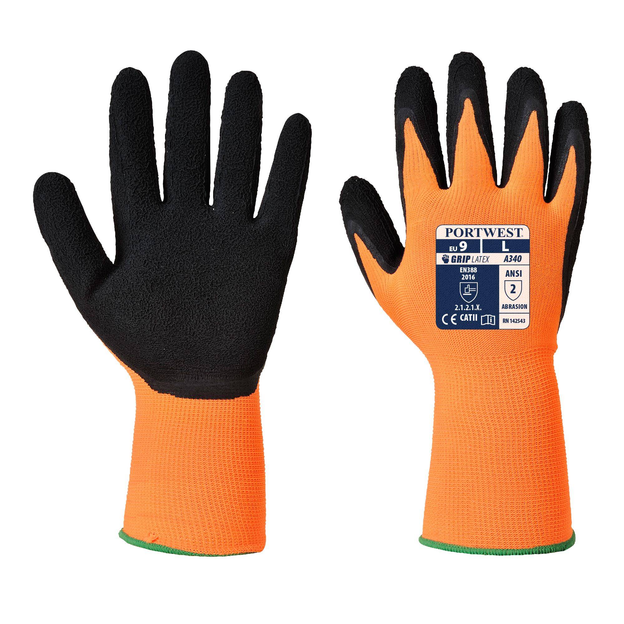 Portwest HiVis Grip Latexschaum Handschuh Farbe: Orange/Schwarz, Gr.: 10 (XL)