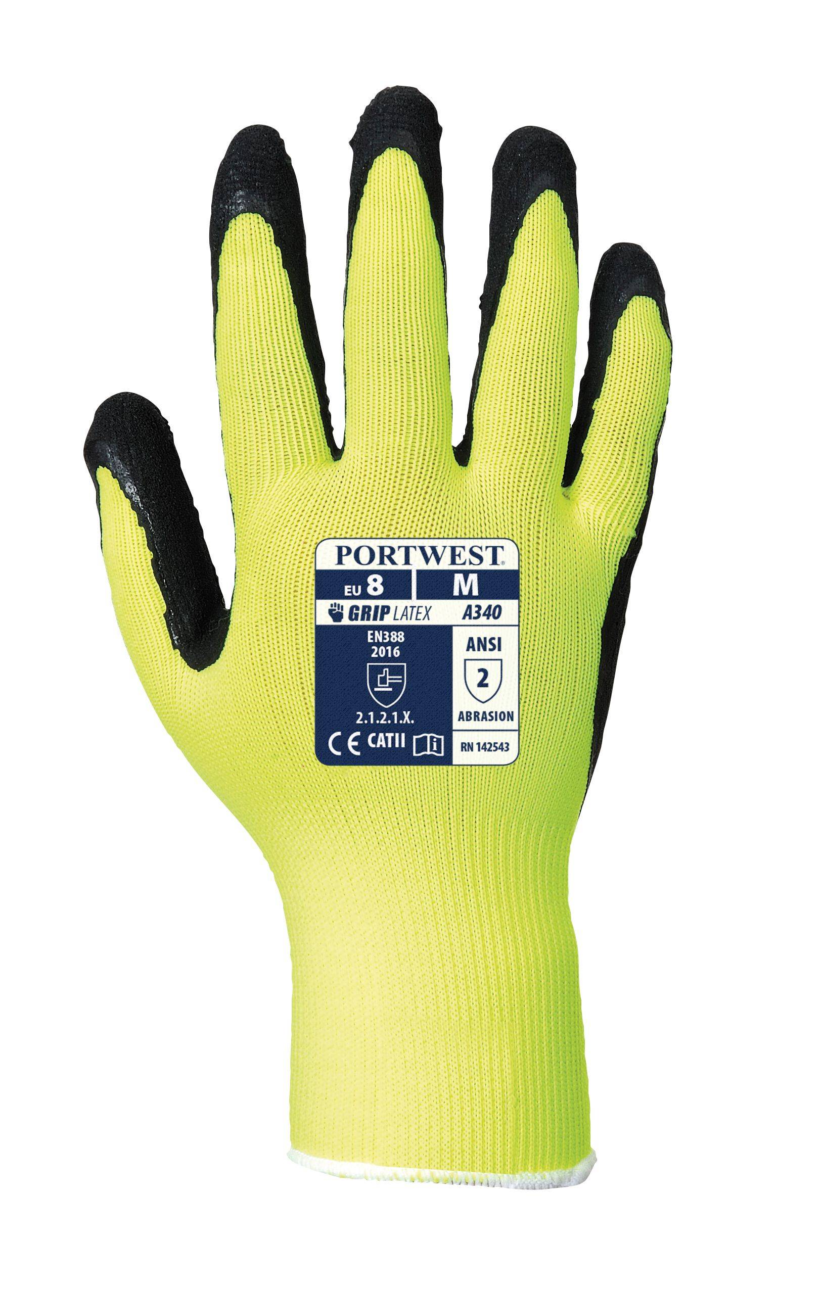 Portwest HiVis Grip Latexschaum Handschuh Farbe: Gelb/Schwarz, Gr.: 9 (L)