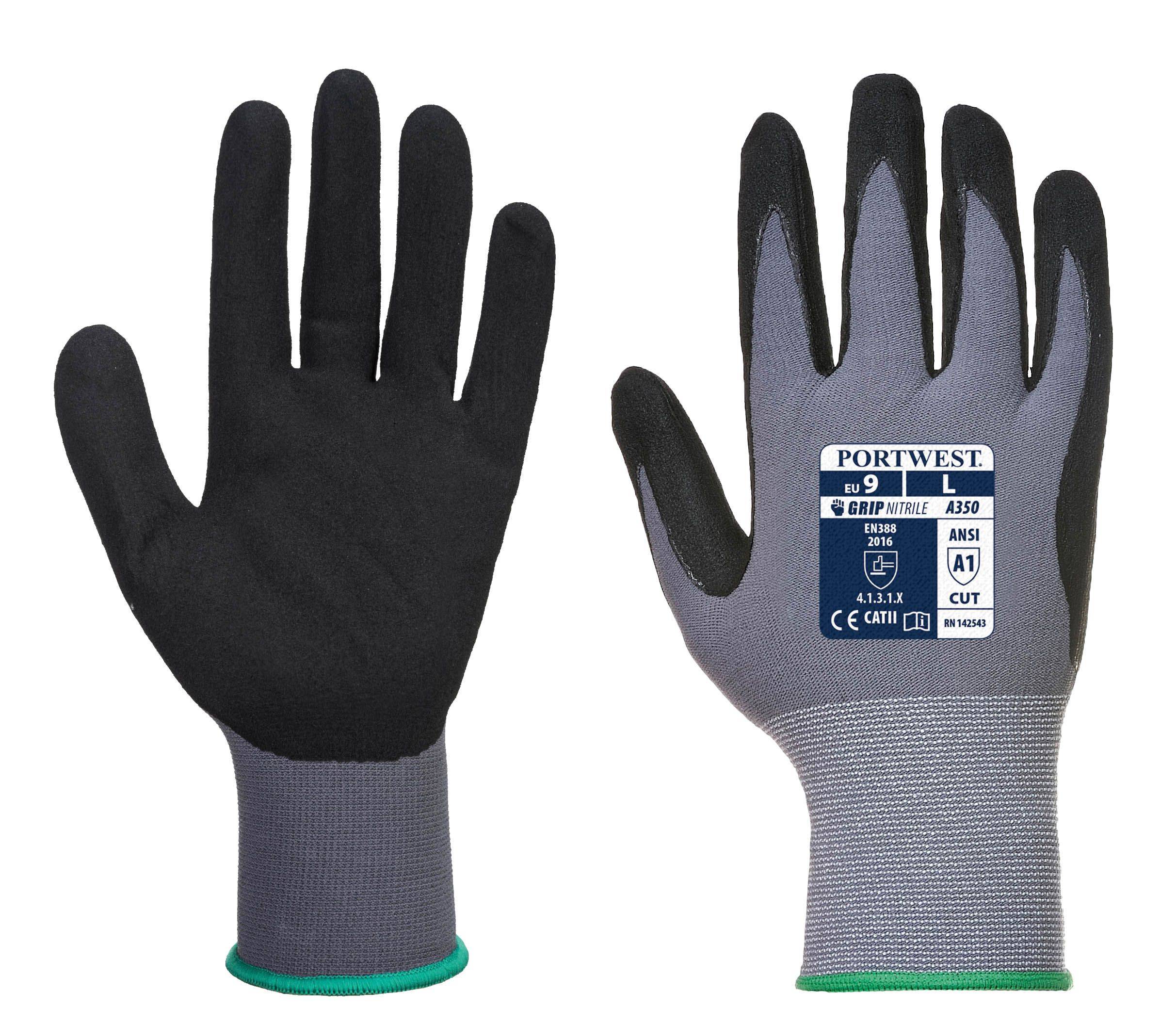 Portwest Dermiflex Handschuh Farbe: Grau/Schwarz, Gr.: 11 (2XL)