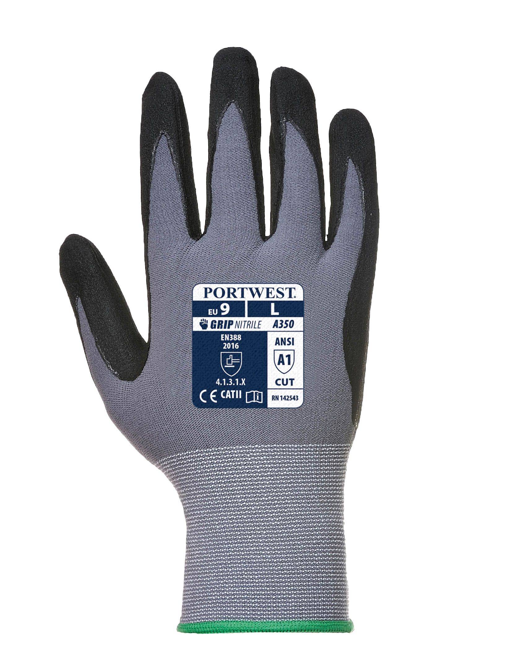 Portwest Dermiflex Handschuh Farbe: Grau/Schwarz, Gr.: 9 (L)