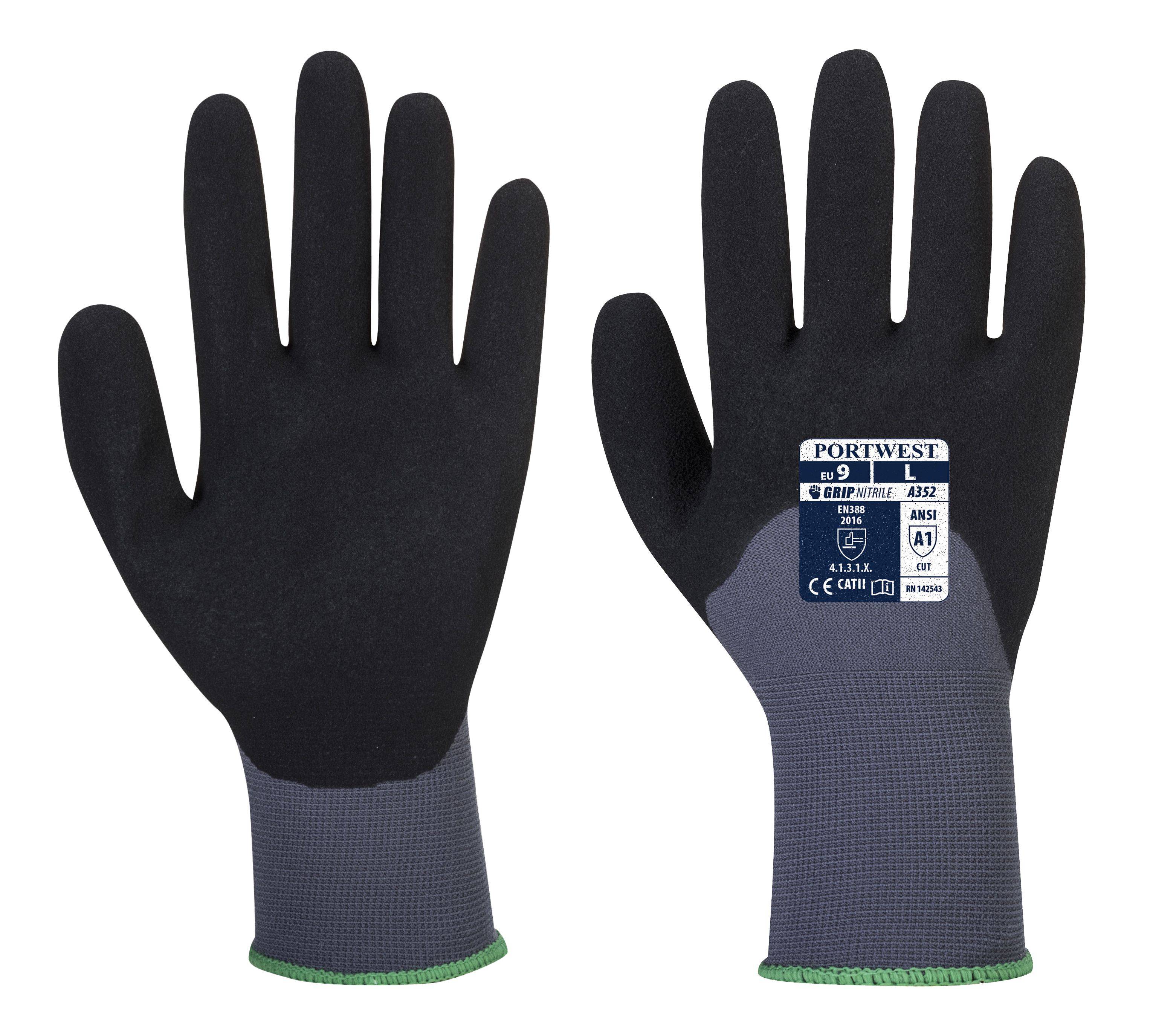 Portwest Dermiflex Ultra Handschuh Farbe: Grau/Schwarz, Gr.: 10 (XL)
