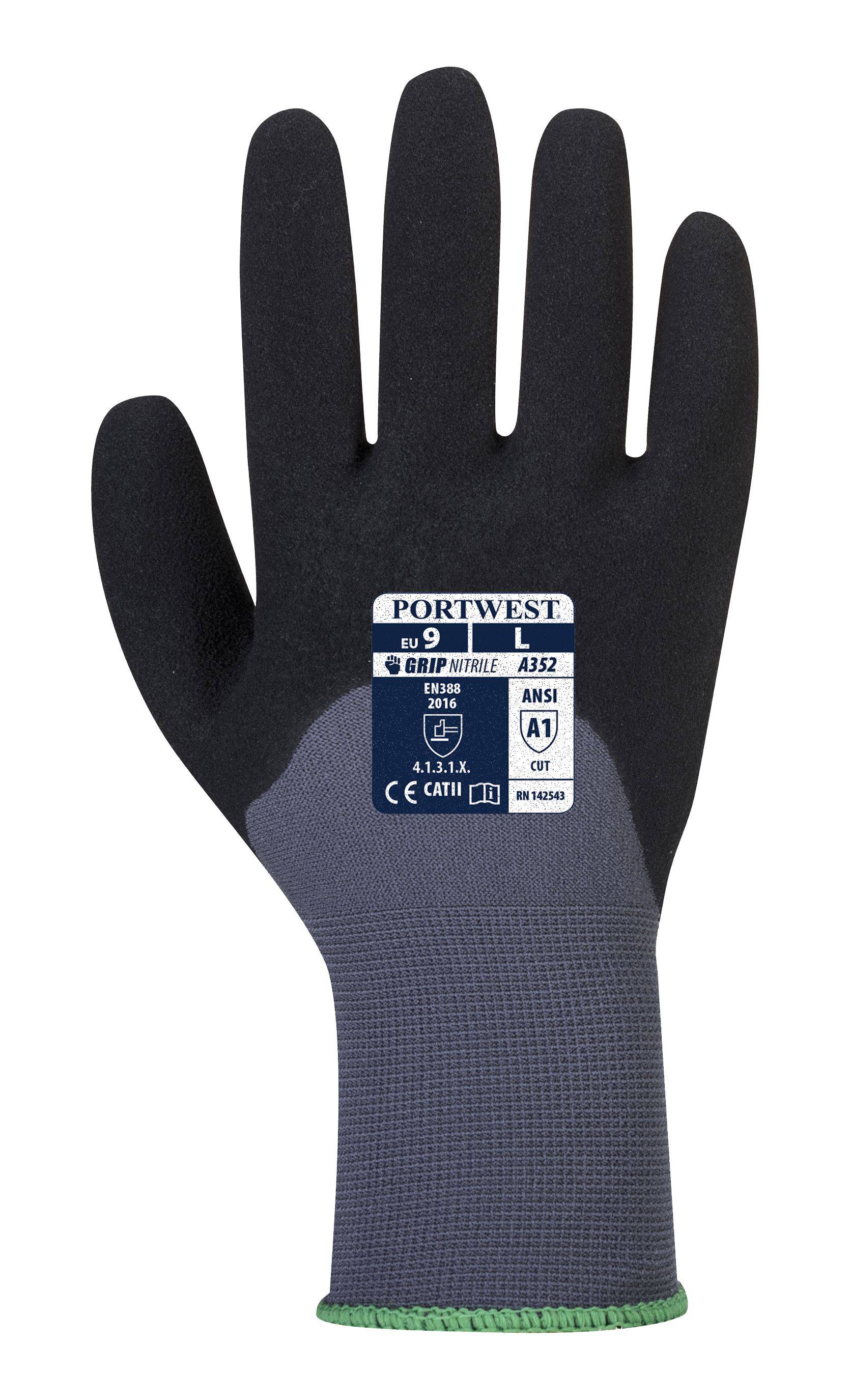 Portwest Dermiflex Ultra Handschuh Farbe: Grau/Schwarz, Gr.: 9 (L)