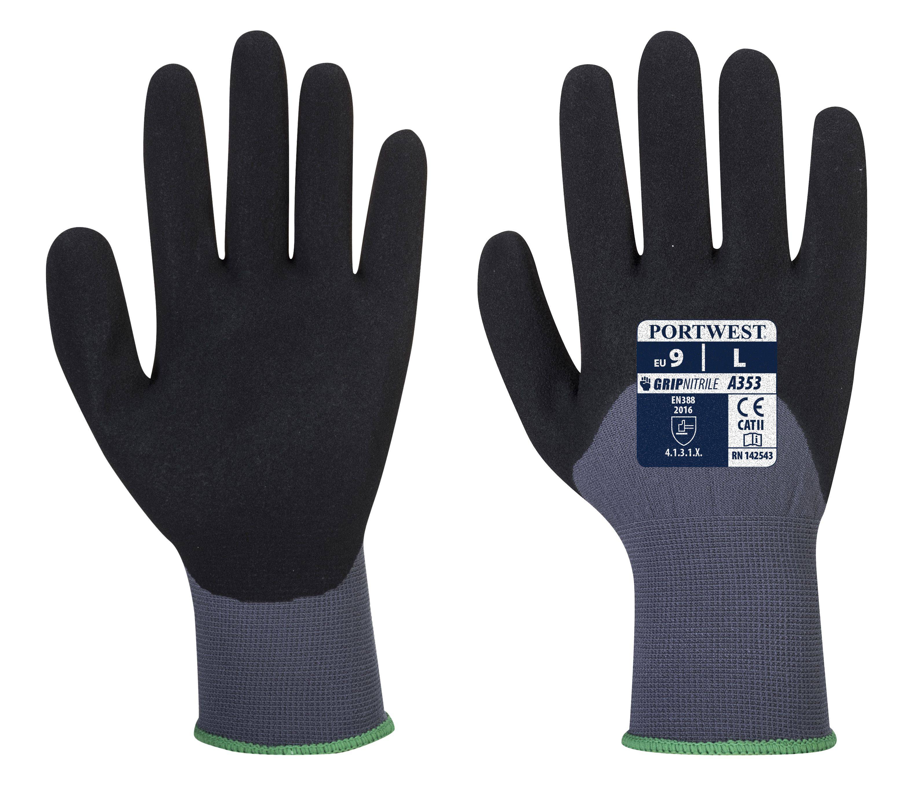 Portwest Dermiflex Ultra Plus Handschuh Farbe: Grau/Schwarz, Gr.: 11 (2XL)