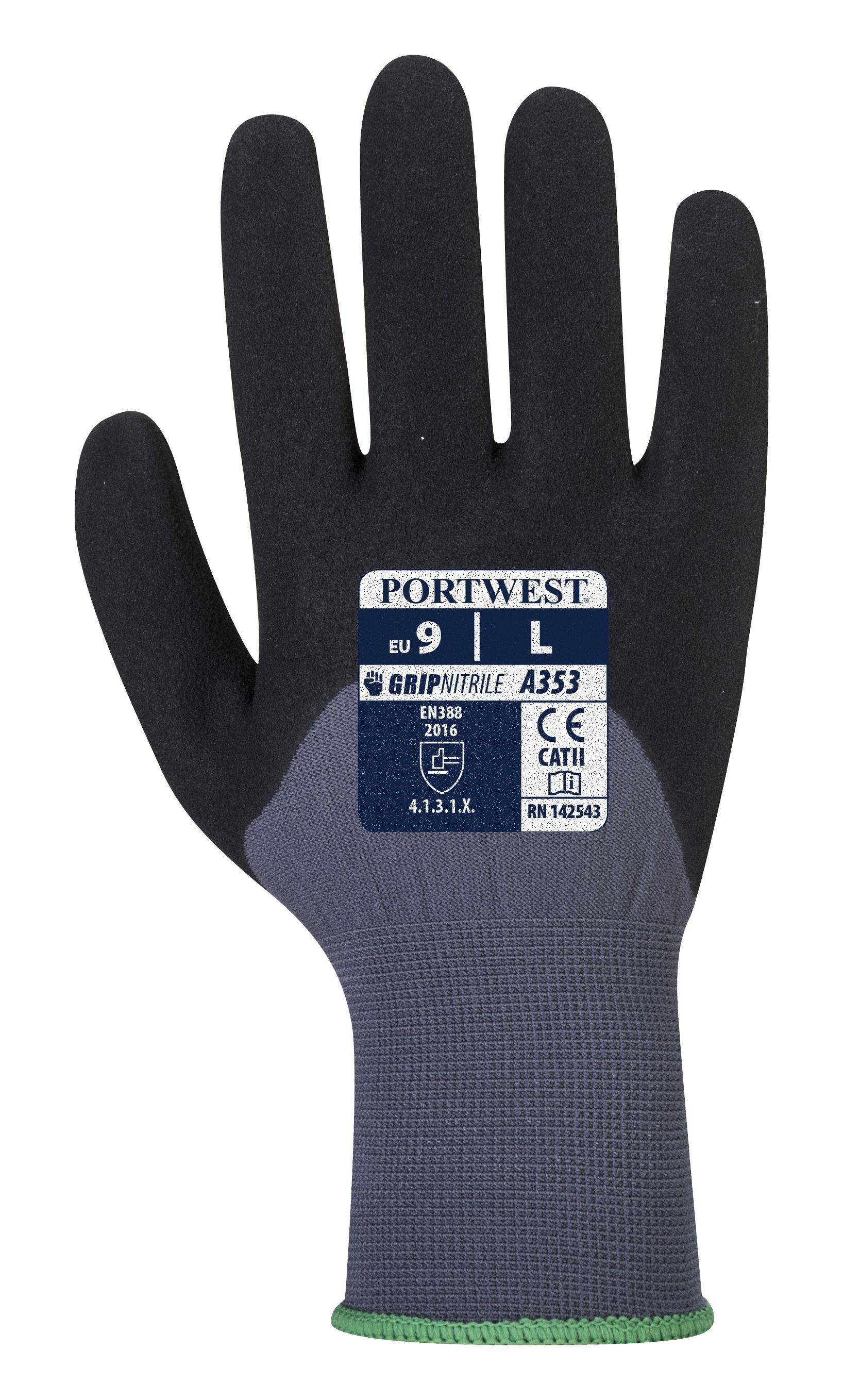 Portwest Dermiflex Ultra Plus Handschuh Farbe: Grau/Schwarz, Gr.: 9 (L)