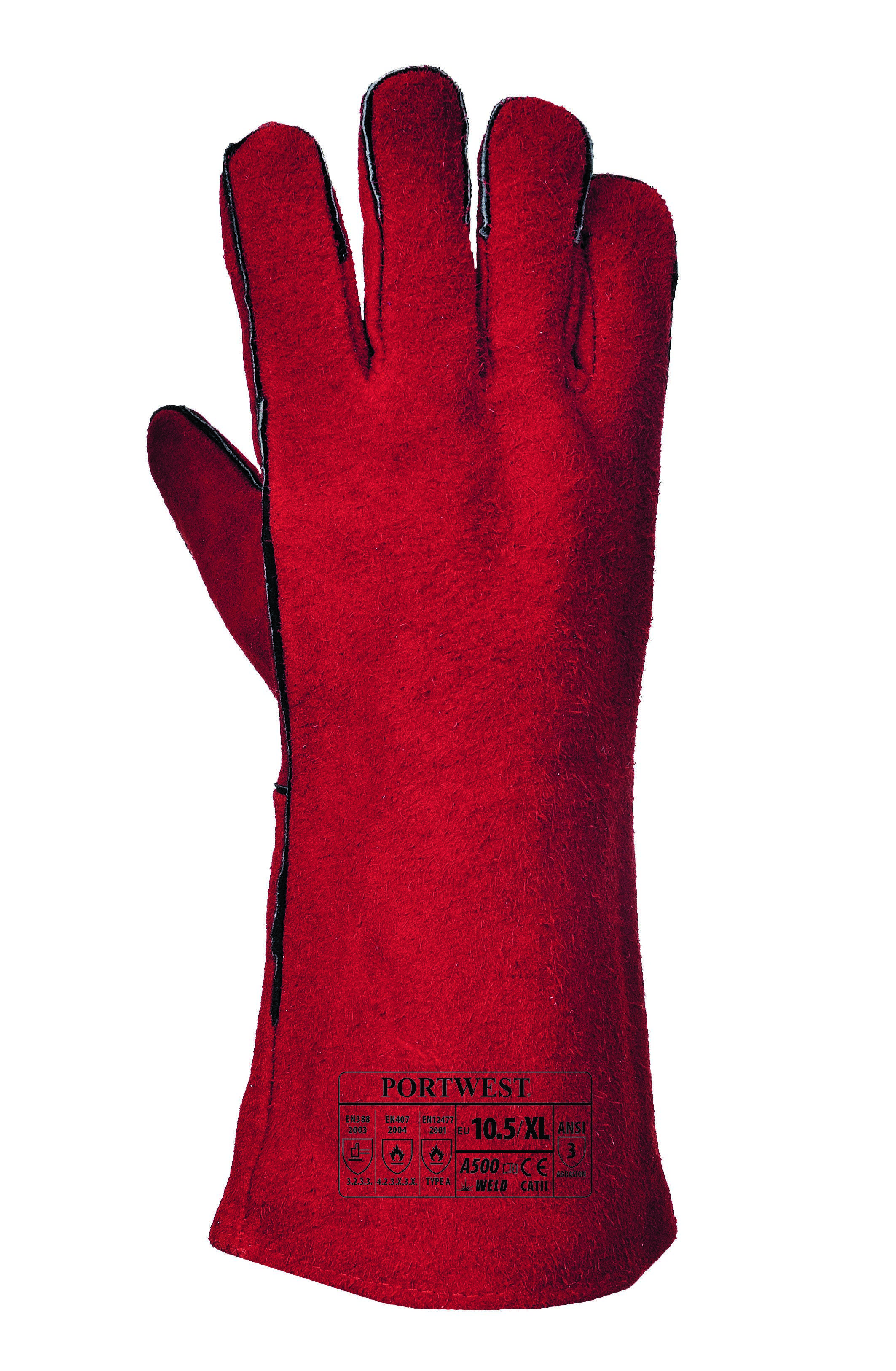 Portwest Welders Gauntlet Farbe: Rot, Gr.: 10 (XL)