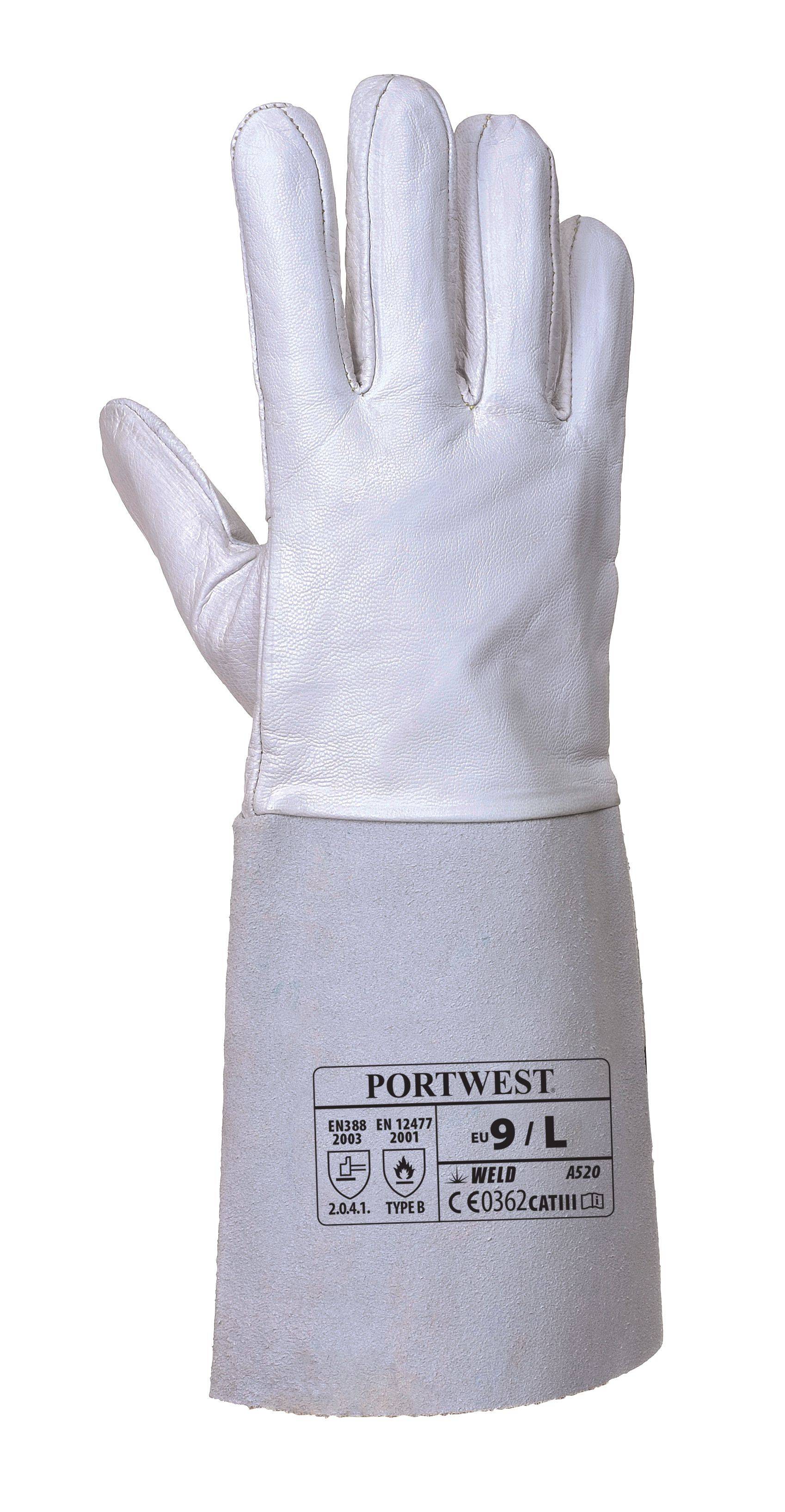 Portwest Premium Tig Schweißer-Stulpenhandschuh Farbe: Grau, Gr.: 11 (2XL)
