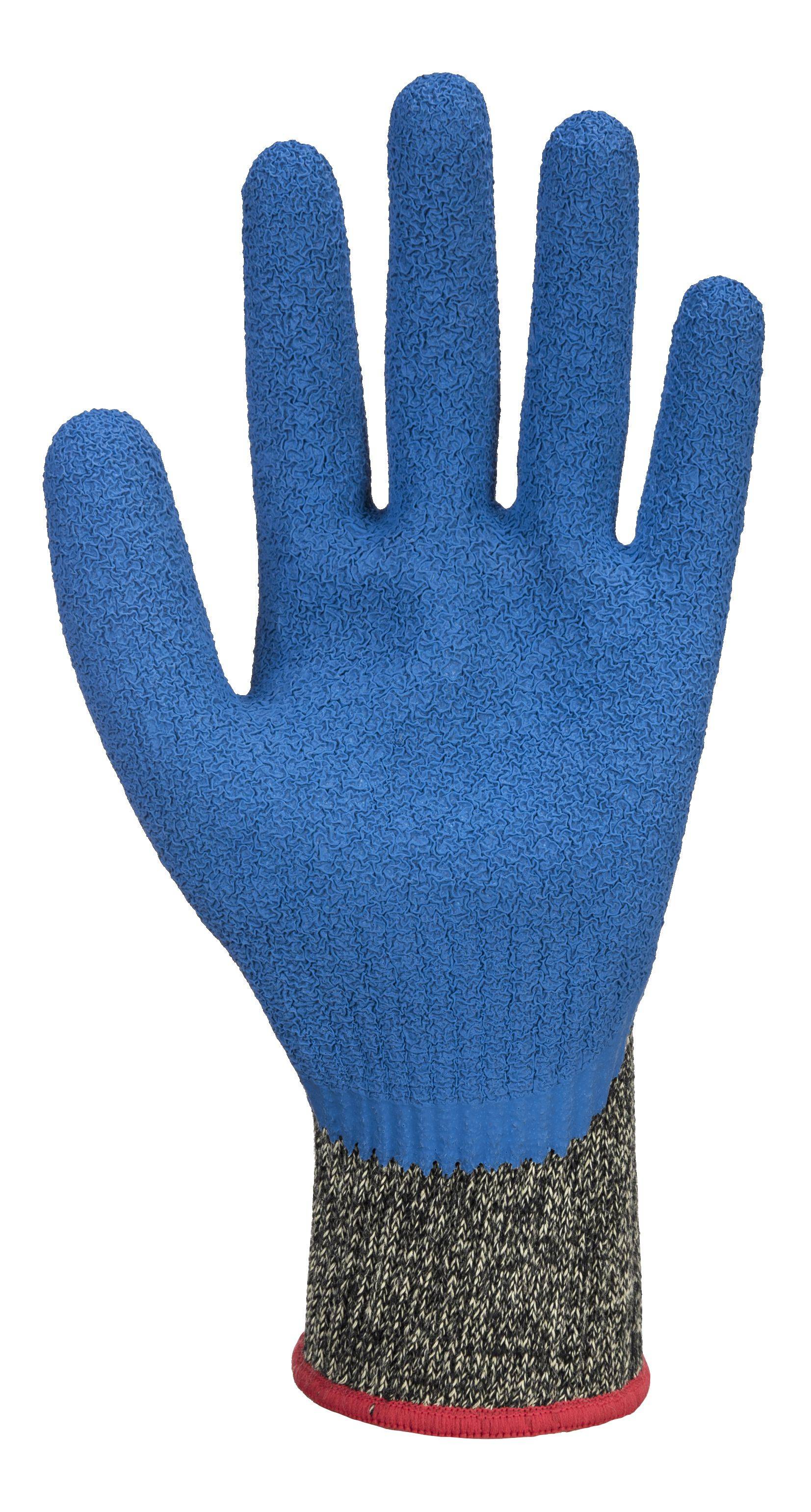 Portwest Cut D Aramid HR Latex Handschuh Farbe: Schwarz/Blau, Gr.: 9 (L)