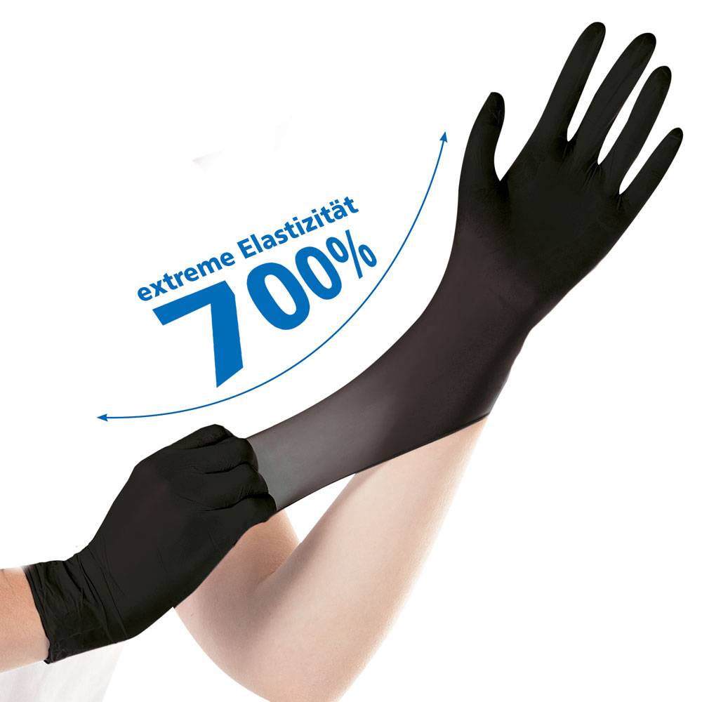 Nitrilhandschuhe Safe Super Stretch, puderfrei, 10/XL, schwarz, L: 24cm