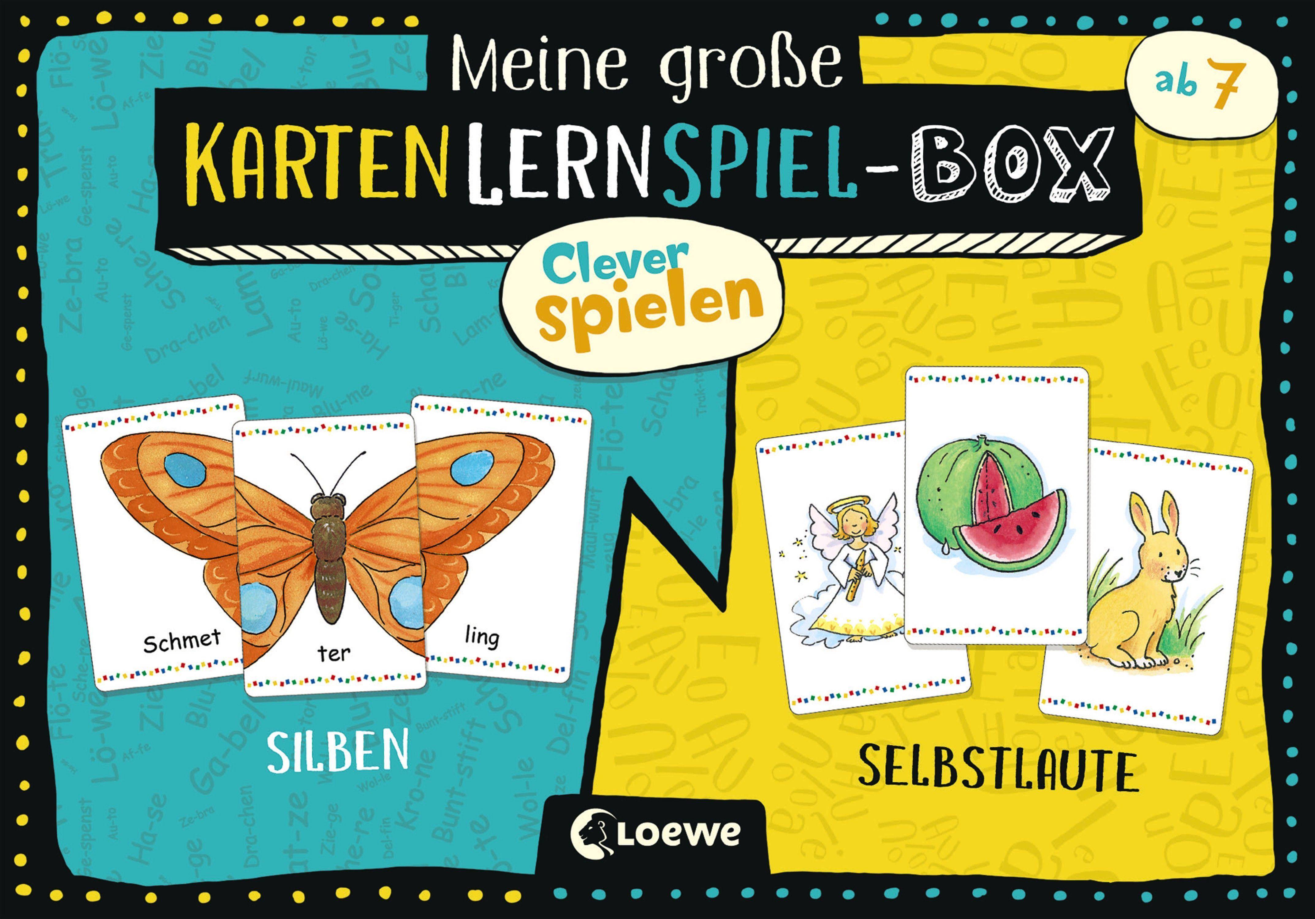 Clever Spielen - Meine große KartenLernSpiel-Box - Silben/Selbstlaute Kartenspiel zum Lesenlernen für Kinder ab 7 Jahre