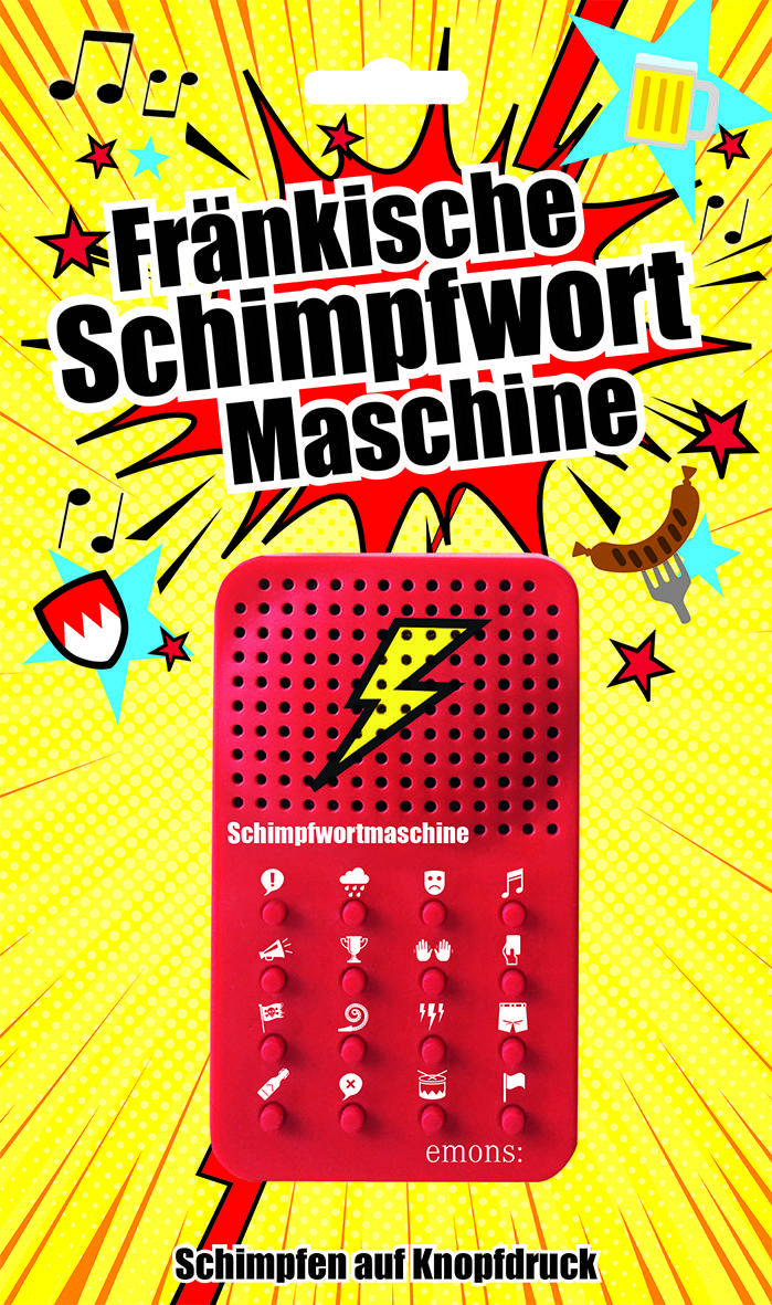 Fränkische Schimpfwortmaschine Maße: 6 x 11 x 2 cm, Mit Kordel