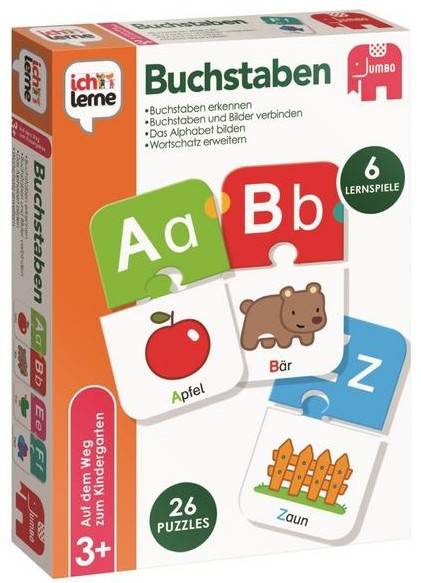 Jumbo 19548 - Ich lerne Buchstaben, 6 Lernspiele 6 Lernspiele - 26 Puzzles
