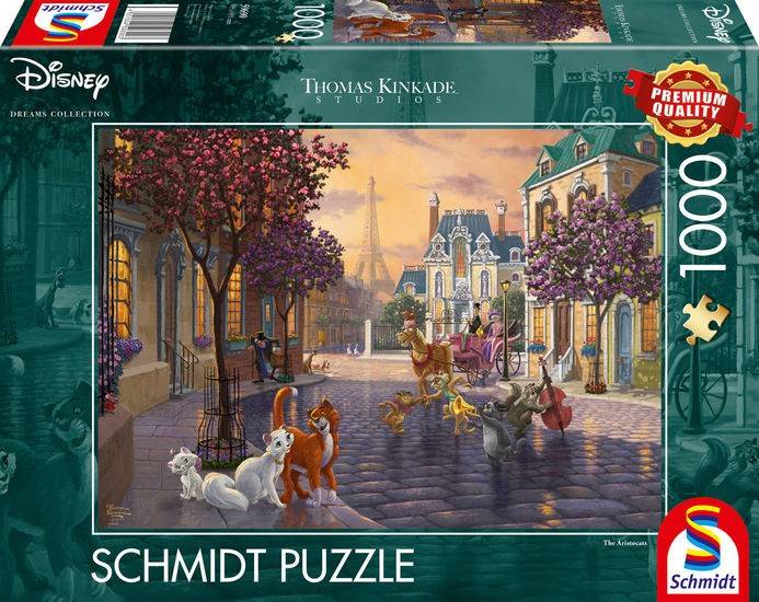 Schmidt 59690 - Disney, The Aristocats, Thomas Kinkade, Puzzle, 1000 Teile Erwachsenenpuzzle Thomas Kinkade Collection 1.000 Teile