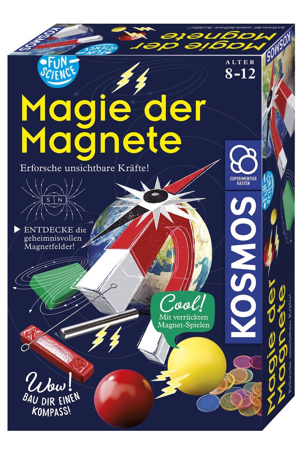 KOSMOS 654146 - Fun Science, Magie der Magnete, Kompass, Experimentier Set Experimentierkasten