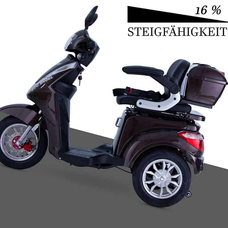 ECO ENGEL 501 Braun Elektro Dreirad mit 30 Ah Li-Io Akku, 25 km/h HERAUSNEHMBAR Seniorenmobil