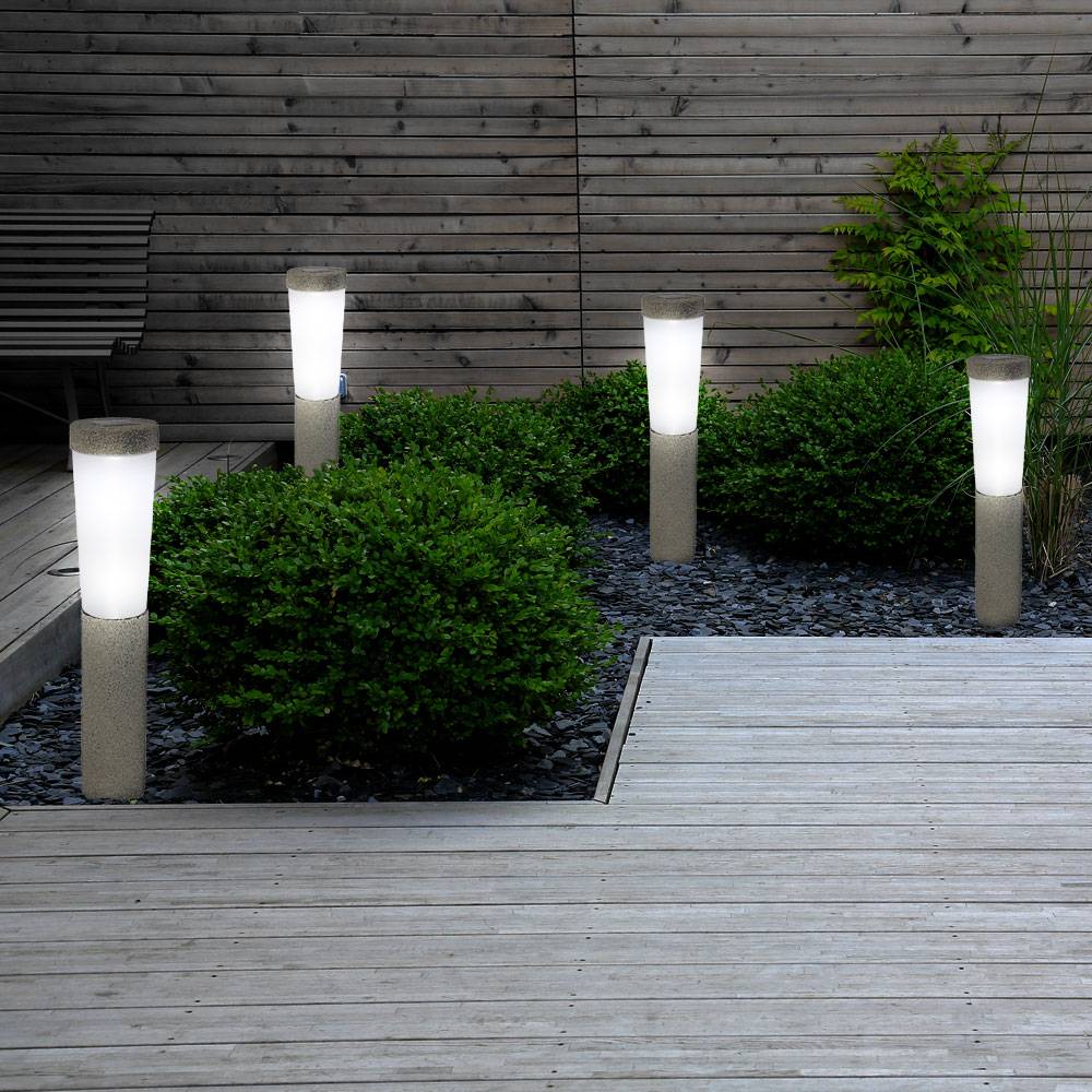 Solarlampen Garten Steinoptik Wegbeleuchtung Außen Solar Solarleuchten Set für Außen, mit Erdspieß, 1x LED Akku kaltweiß, H 45,6 cm, 4er Set