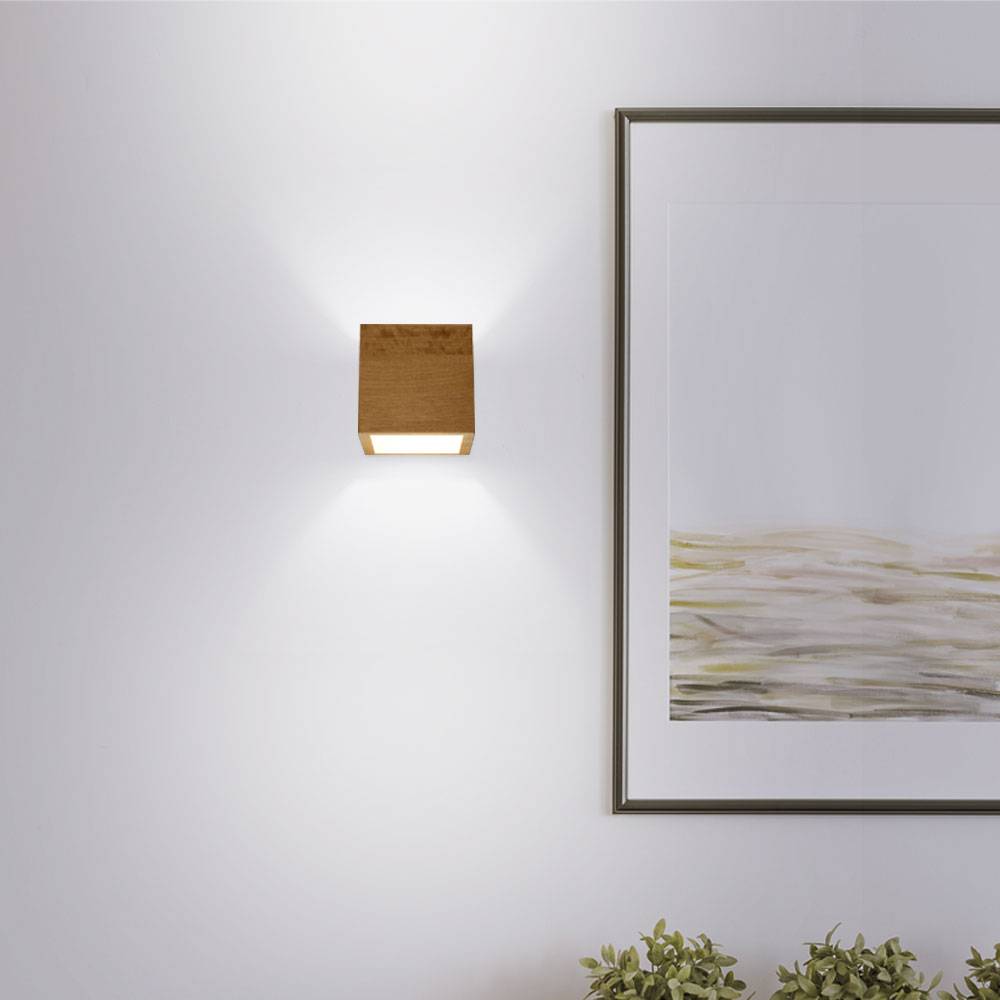 Wandleuchte Innen Holz Wandlampe Up Down Leuchte Holz Treppenhaus Lampe Wand, naturfarben, Lichteffekt, 1x G9, LxBxH 10x12x10 cm