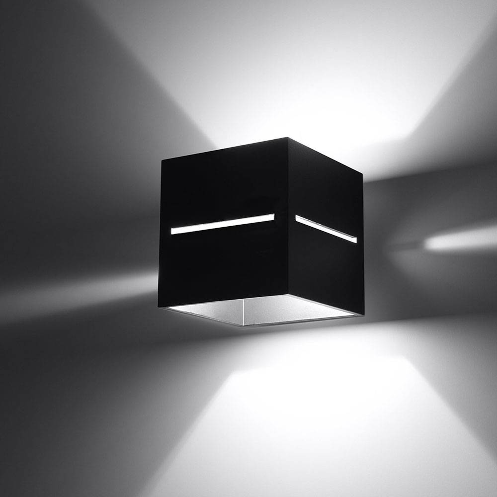 Wandlampe Würfel Design Wandleuchten Esszimmer Aluminium Spot UP DOWN Leuchte, schwarz, 1x G9, x H x T 10x12x10 cm, Wohnzimmer