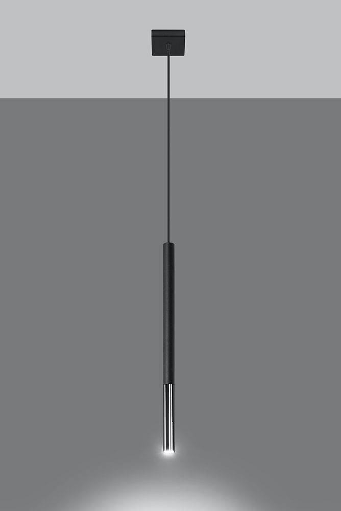 Pendelleuchte schwarz Metall Hängeleuchte schwarz Zylinder Hängelampe schwarz Modern, aus Stahl mit chrom Akzent, 1x G9, DxH 8x110 cm