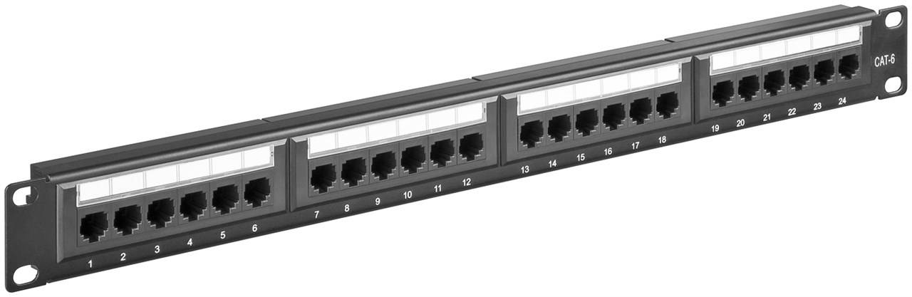 24-Port Rack-Mount Ethernet-Patchfeld mit nummerierten RJ45-Anschlüssen und Befestigungsohranbringen