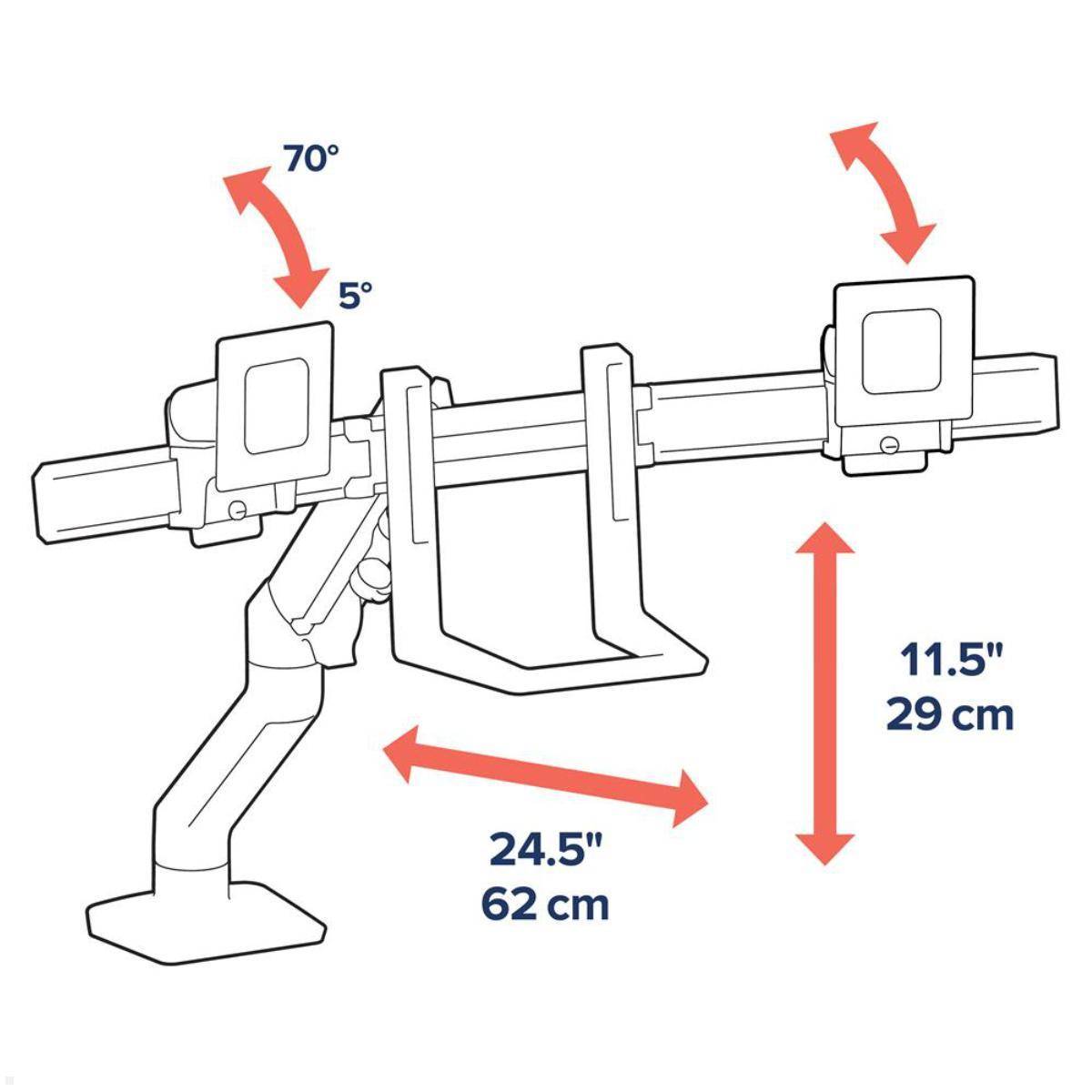 Ergotron HX Dual Monitorhalterung für 2 Monitore bis 32 Zoll mit C-Klemme, weiß ...