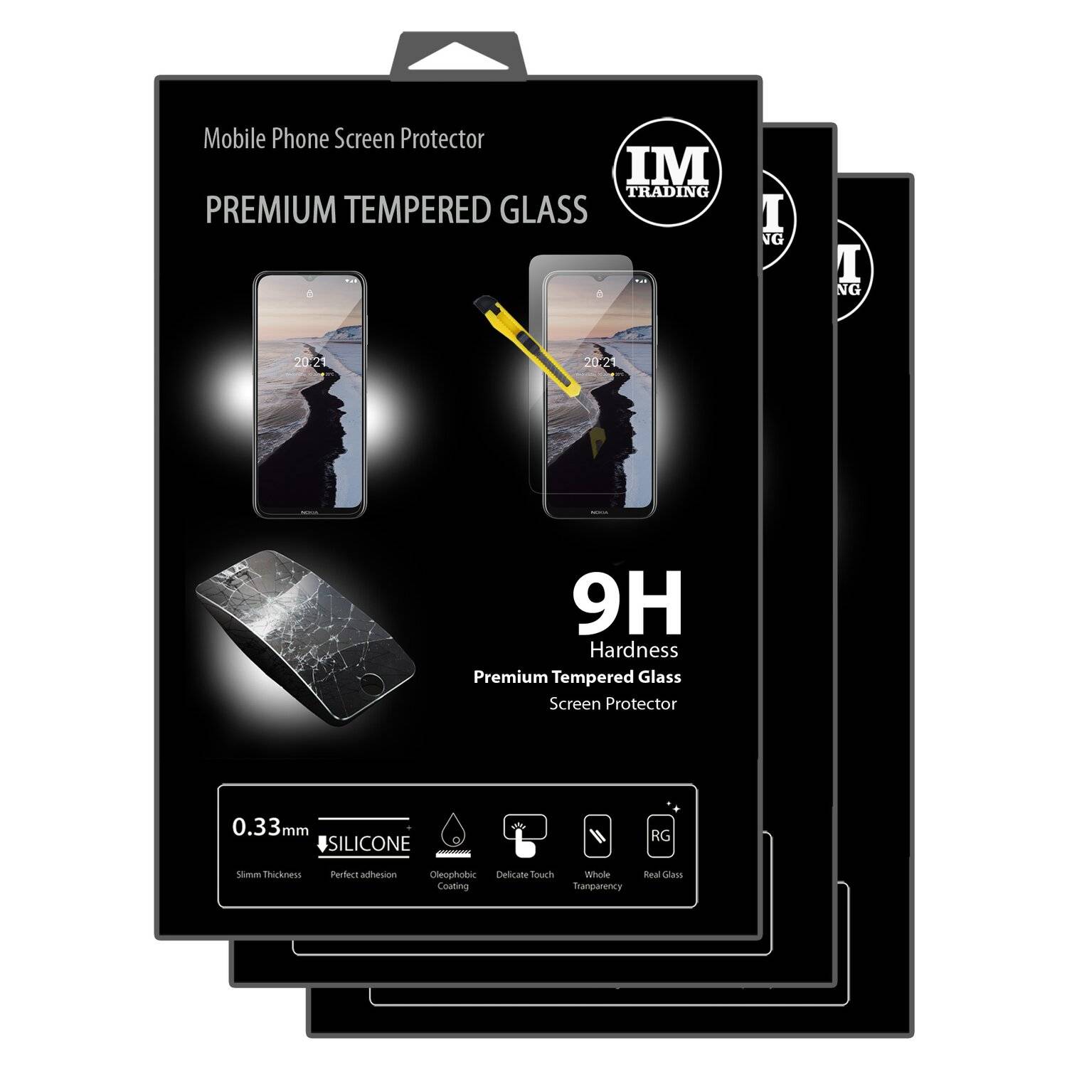 cofi1453 3X Schutz Schutz Glas 9H Tempered Glass Display Schutz Folie Display Glas Screen Protector für Nokia G10