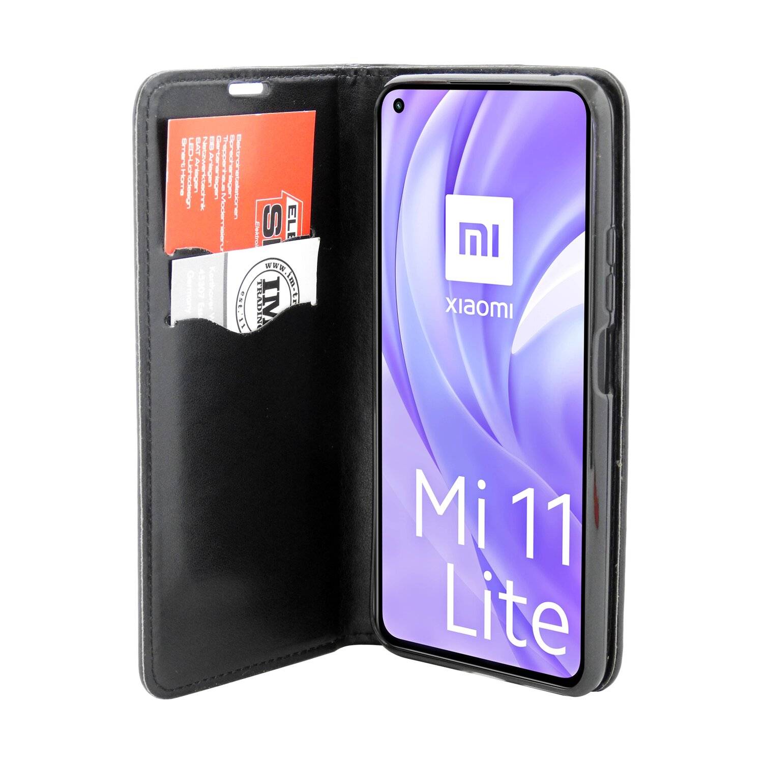 Buch Tasche "Smart" für XIAOMI MI 11 LITE Handy Hülle Etui Brieftasche Schutzhülle mit Standfunktion, Kartenfach Schwarz