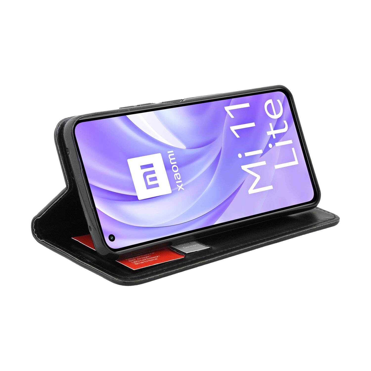 Buch Tasche "Smart" für XIAOMI MI 11 LITE Handy Hülle Etui Brieftasche Schutzhülle mit Standfunktion, Kartenfach Schwarz