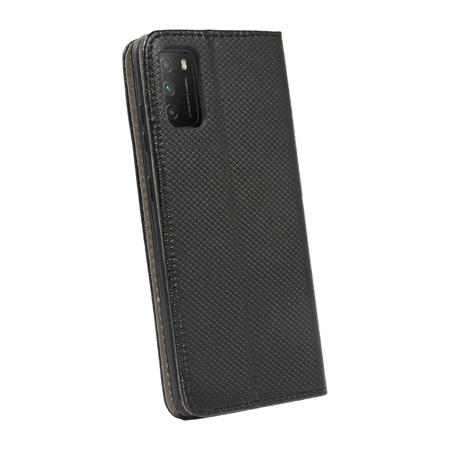 Buch Tasche "Smart" für XIAOMI POCO M3 Handy Hülle Etui Brieftasche Schutzhülle mit Standfunktion, Kartenfach Schwarz