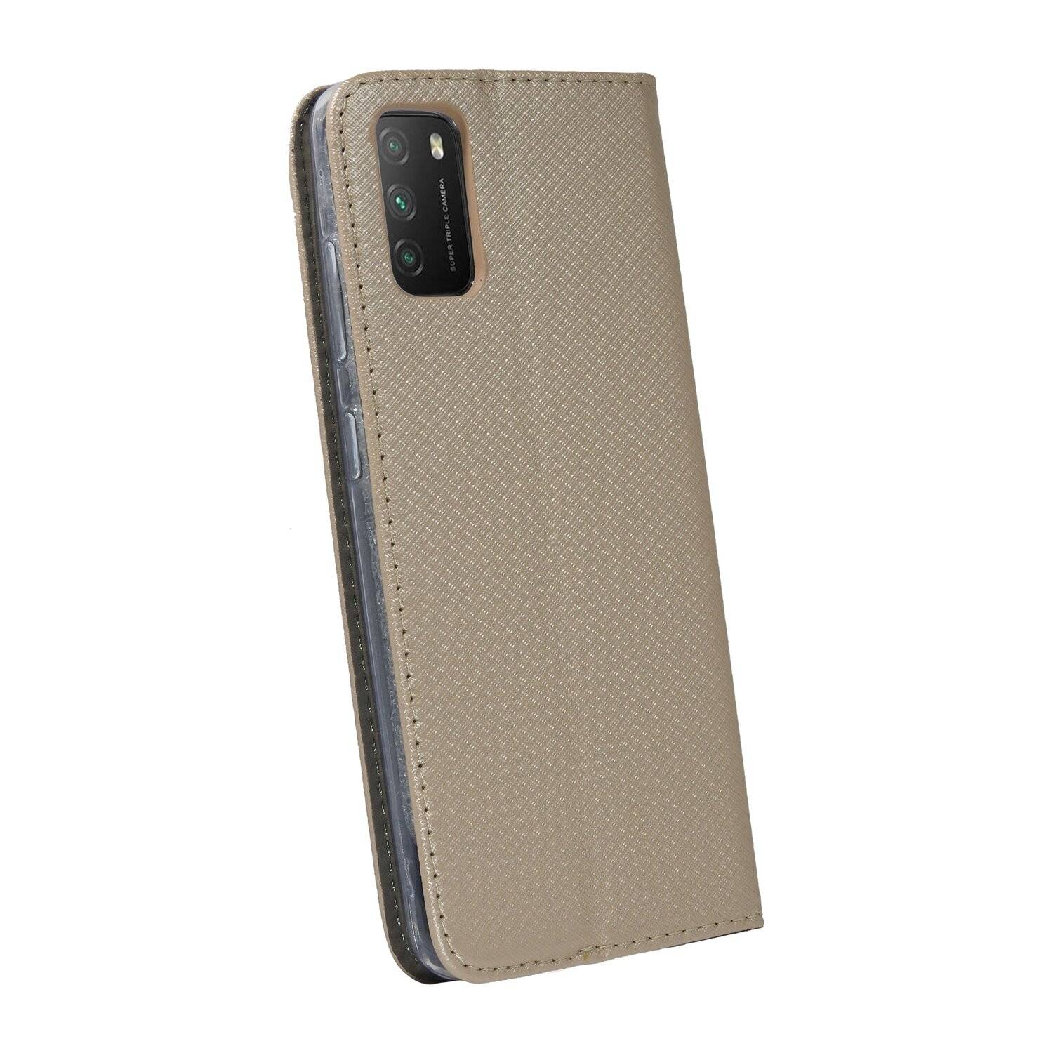 Buch Tasche "Smart" für XIAOMI POCO M3 Handy Hülle Etui Brieftasche Schutzhülle mit Standfunktion, Kartenfach Gold
