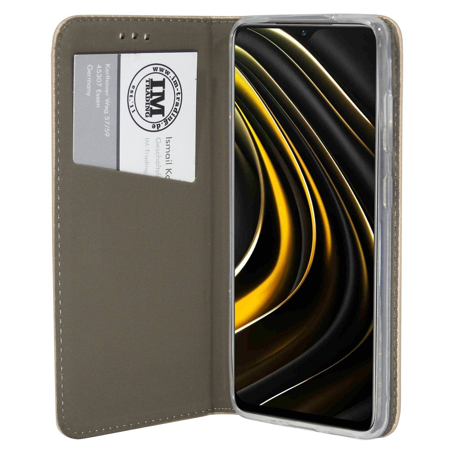 Buch Tasche "Smart" für XIAOMI POCO M3 Handy Hülle Etui Brieftasche Schutzhülle mit Standfunktion, Kartenfach Gold