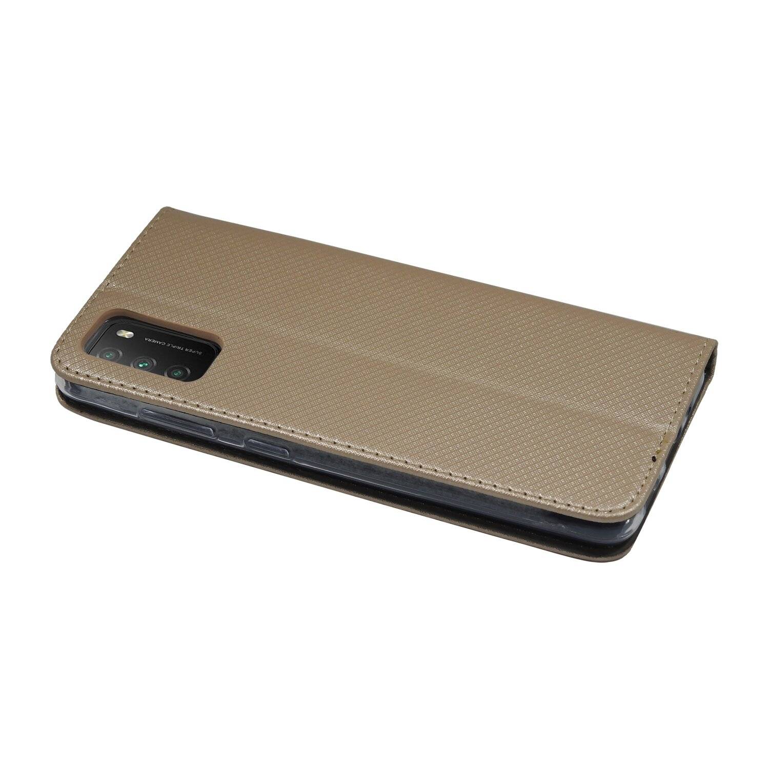 Buch Tasche "Smart" für XIAOMI POCO M3 Handy Hülle Etui Brieftasche Schutzhülle mit Standfunktion, Kartenfach Gold