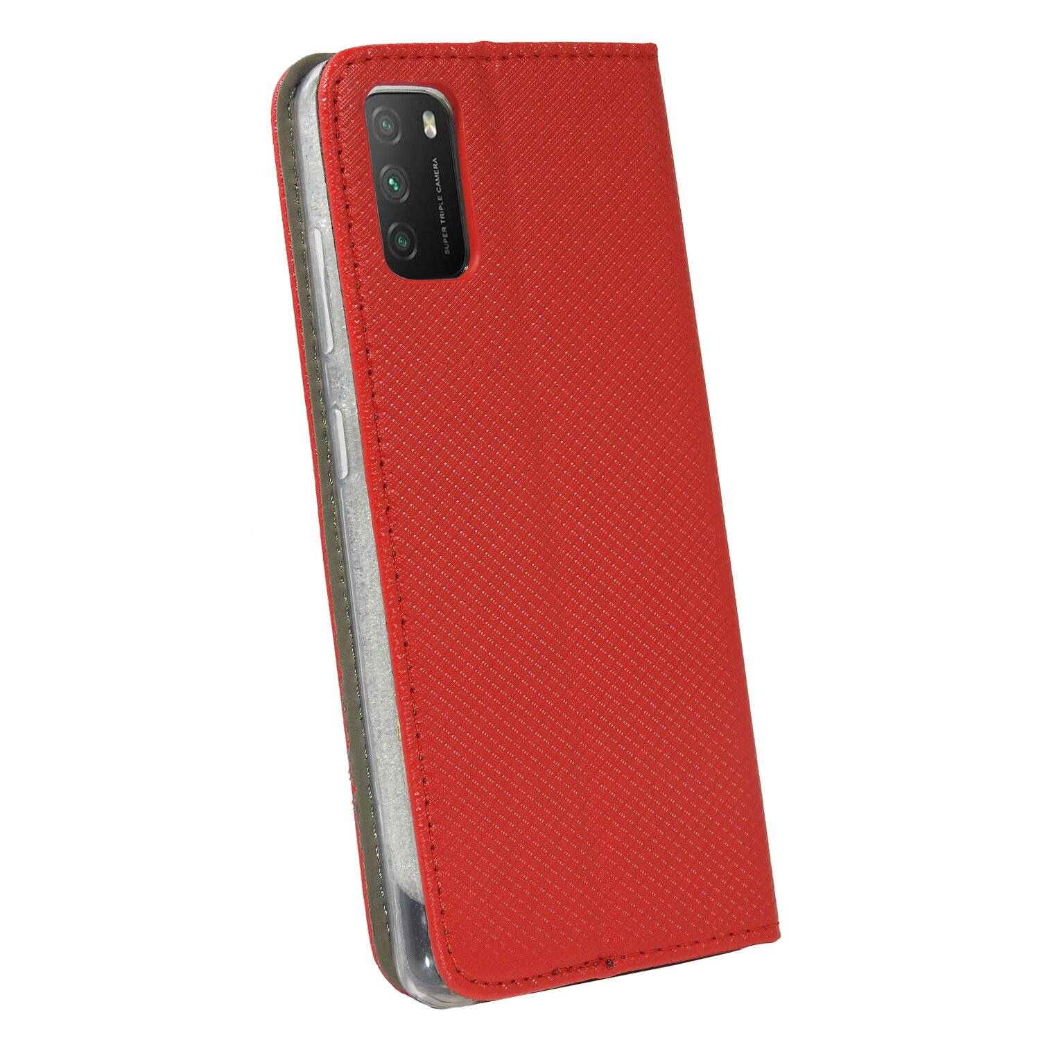 Buch Tasche "Smart" für XIAOMI POCO M3 Handy Hülle Etui Brieftasche Schutzhülle mit Standfunktion, Kartenfach Rot
