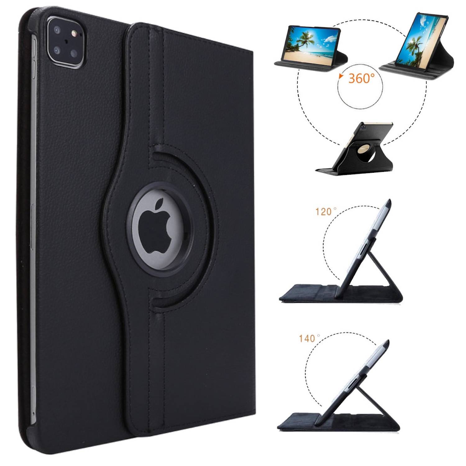 Für Apple iPad Air 11 2025 / 2024 / Pro 11.0 2022 360 Grad Tablet Tasche Schwarz