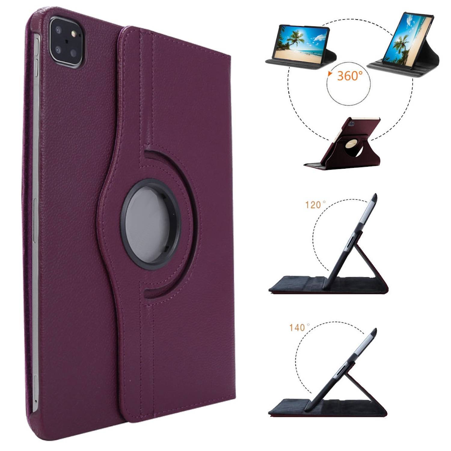 Für Apple iPad Air 11 2025 / 2024 / Pro 11.0 2022 360 Grad Tablet Tasche Lila