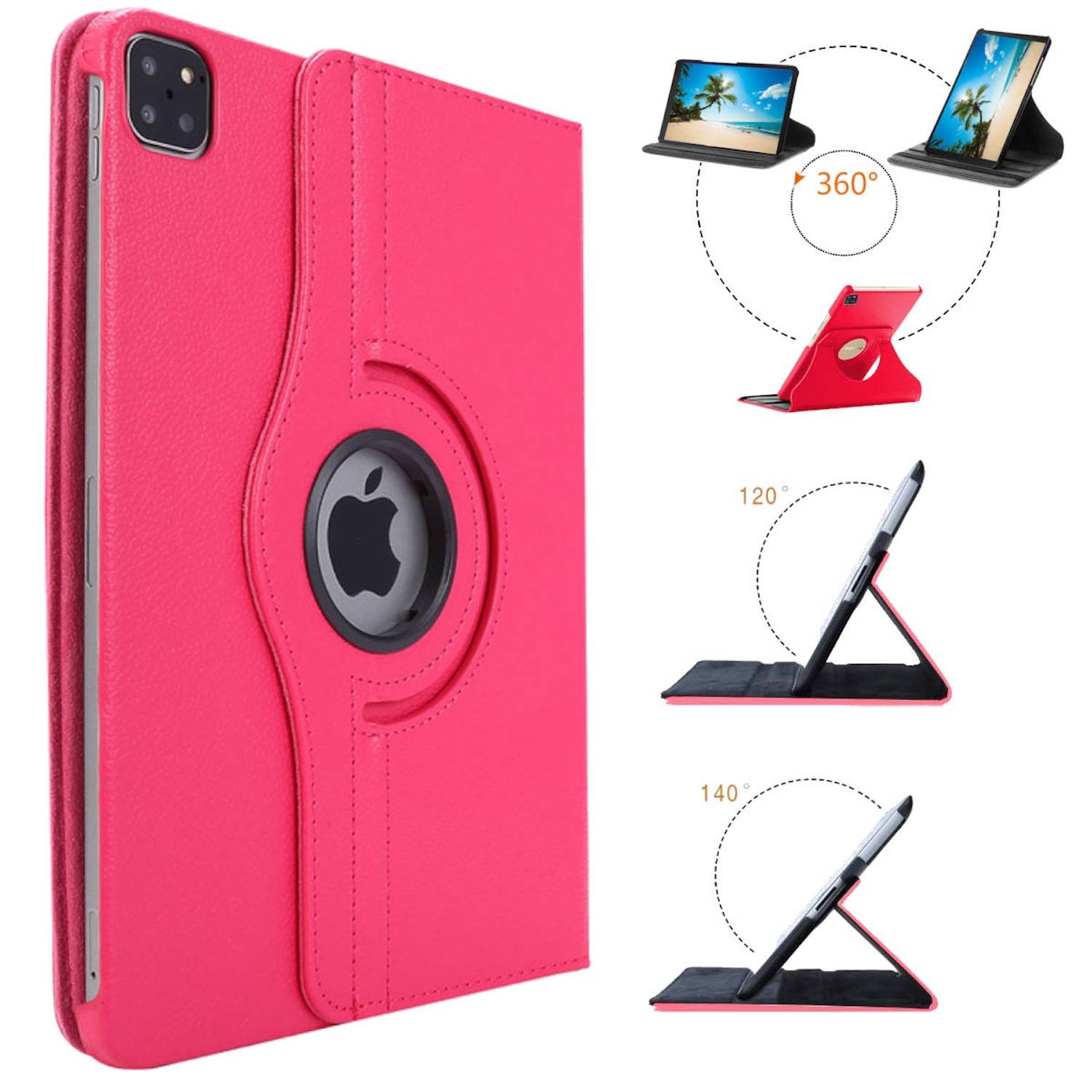 Für Apple iPad Air 11 2025 / 2024 / Pro 11.0 2022 360 Grad Tablet Tasche Pink