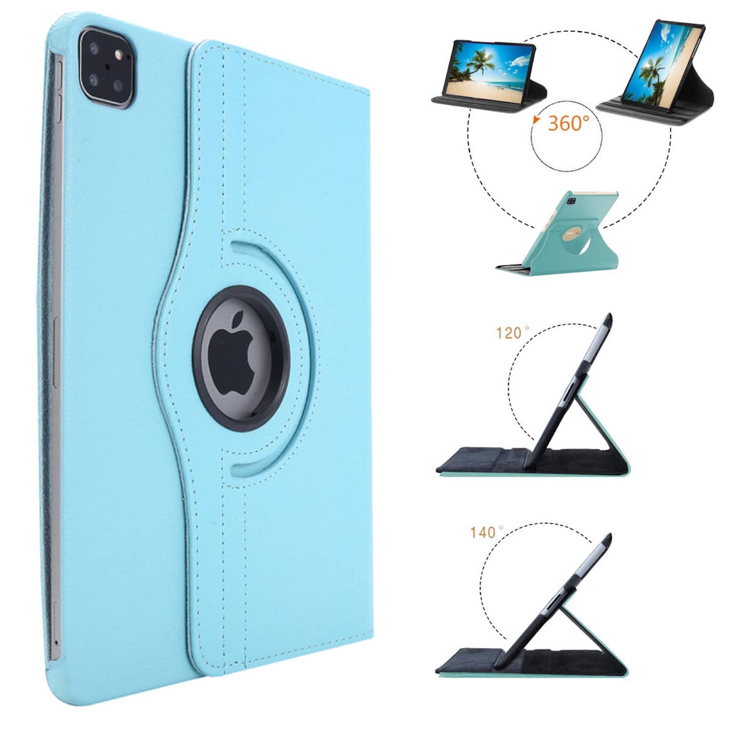 Für Apple iPad Air 11 2025 / 2024 / Pro 11.0 2022 360 Grad Tablet Tasche H- Blau