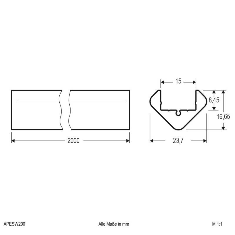 24 Stück EVN Lichttechnik Aluminium Profil APESW200