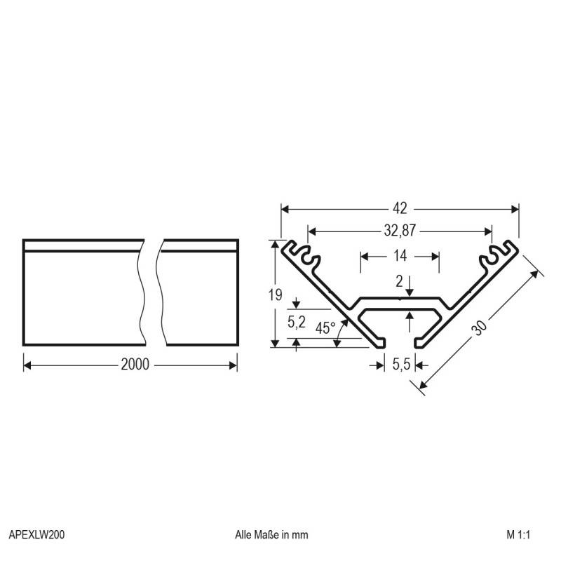 10 Stück EVN Lichttechnik Aluminium Profil APEXLW200