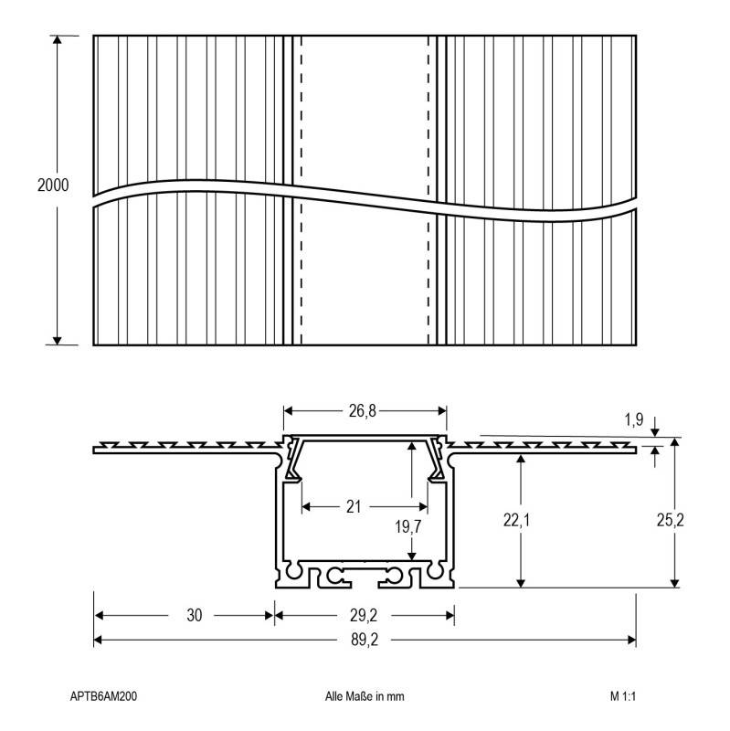 10 Stück EVN Lichttechnik Trockenbauprofil APTB6AM200