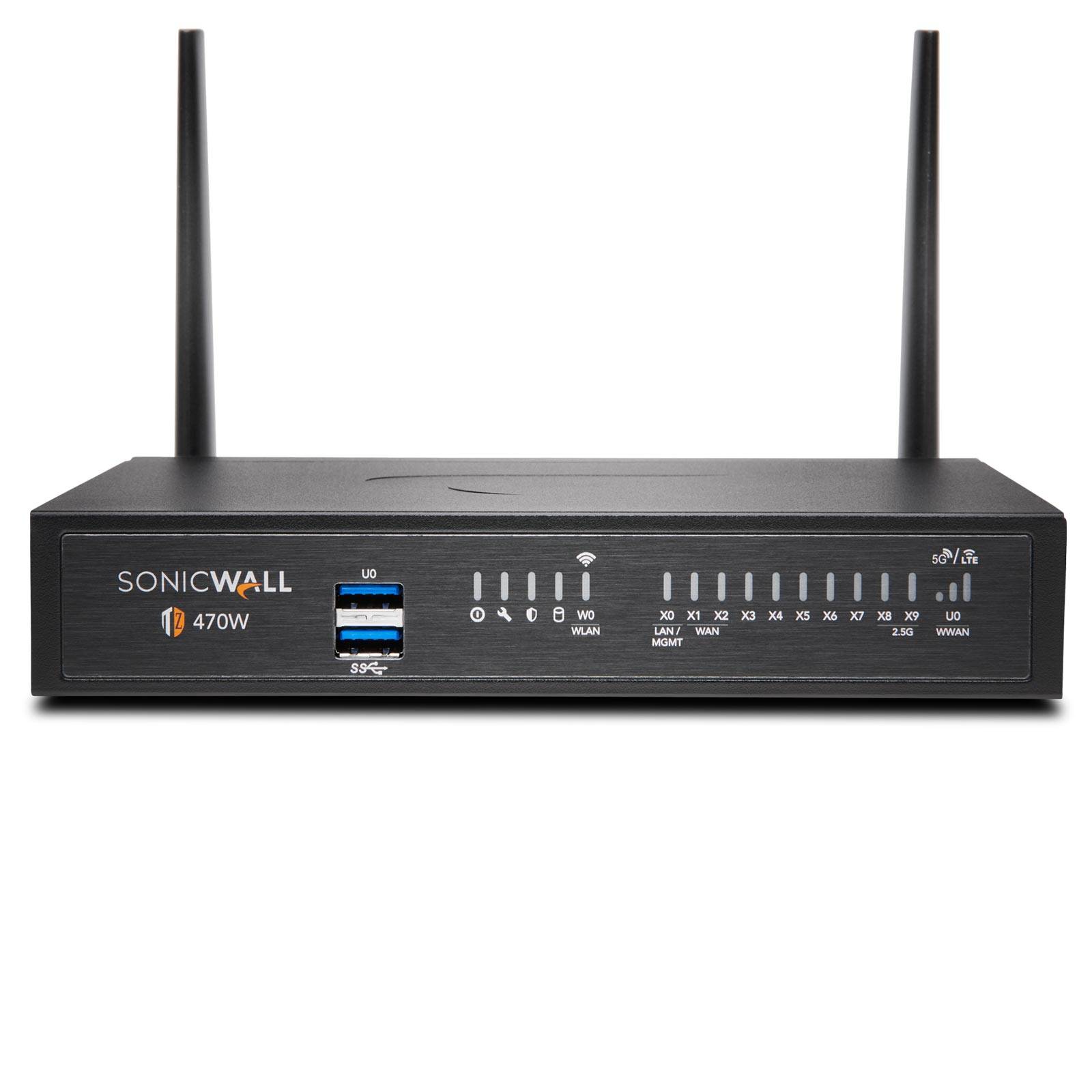 SonicWall TZ 470 Wireless Firewall TotalSecure Essential Edition, 3 Jahre („3 & Free“ Promo)