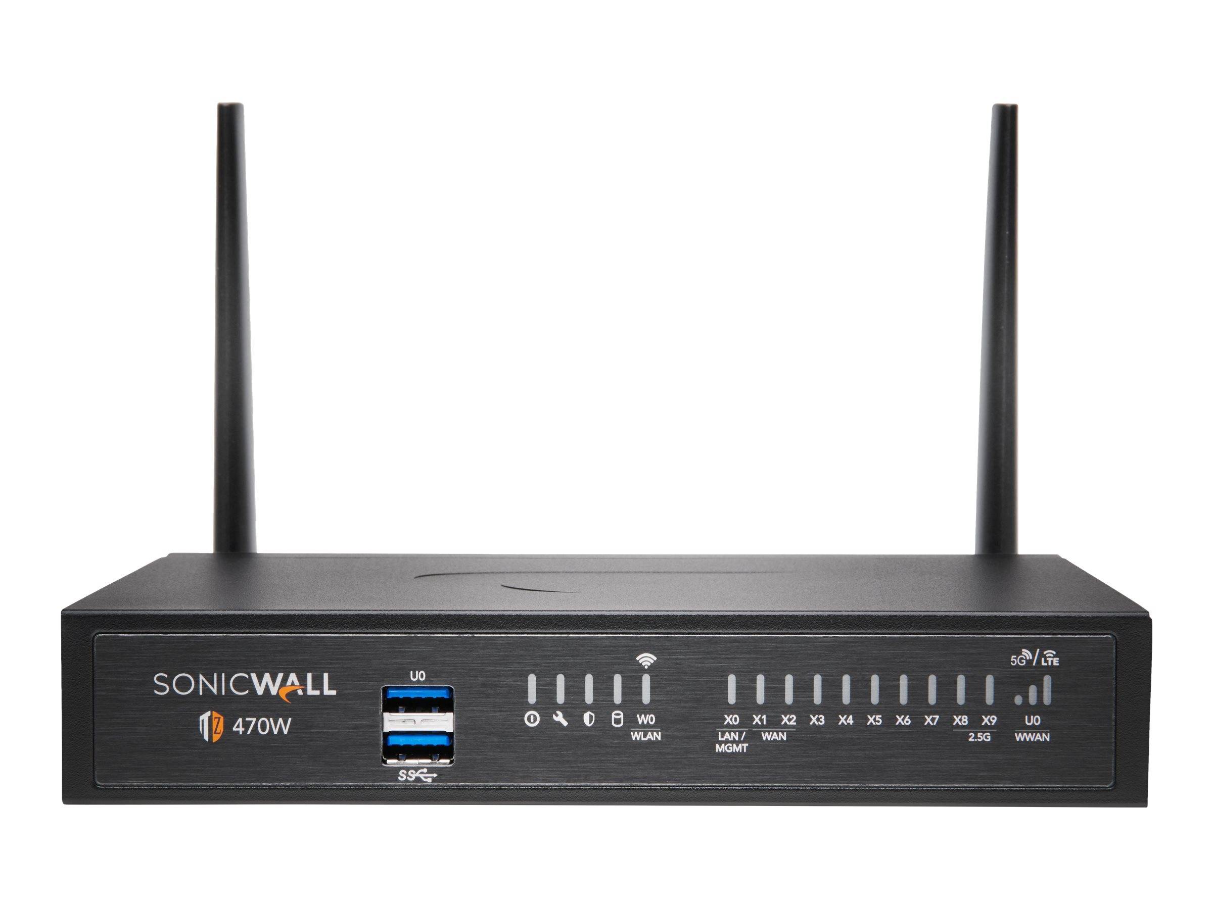SonicWall TZ470W - Advanced Edition - Sicherheitsgerät - GigE, 2.5 GigE, 802.11ac Wave 2 - Wi-Fi 5 - 2.4 GHz, 5 GHz - onicWALL Secure Upgrade Plus
