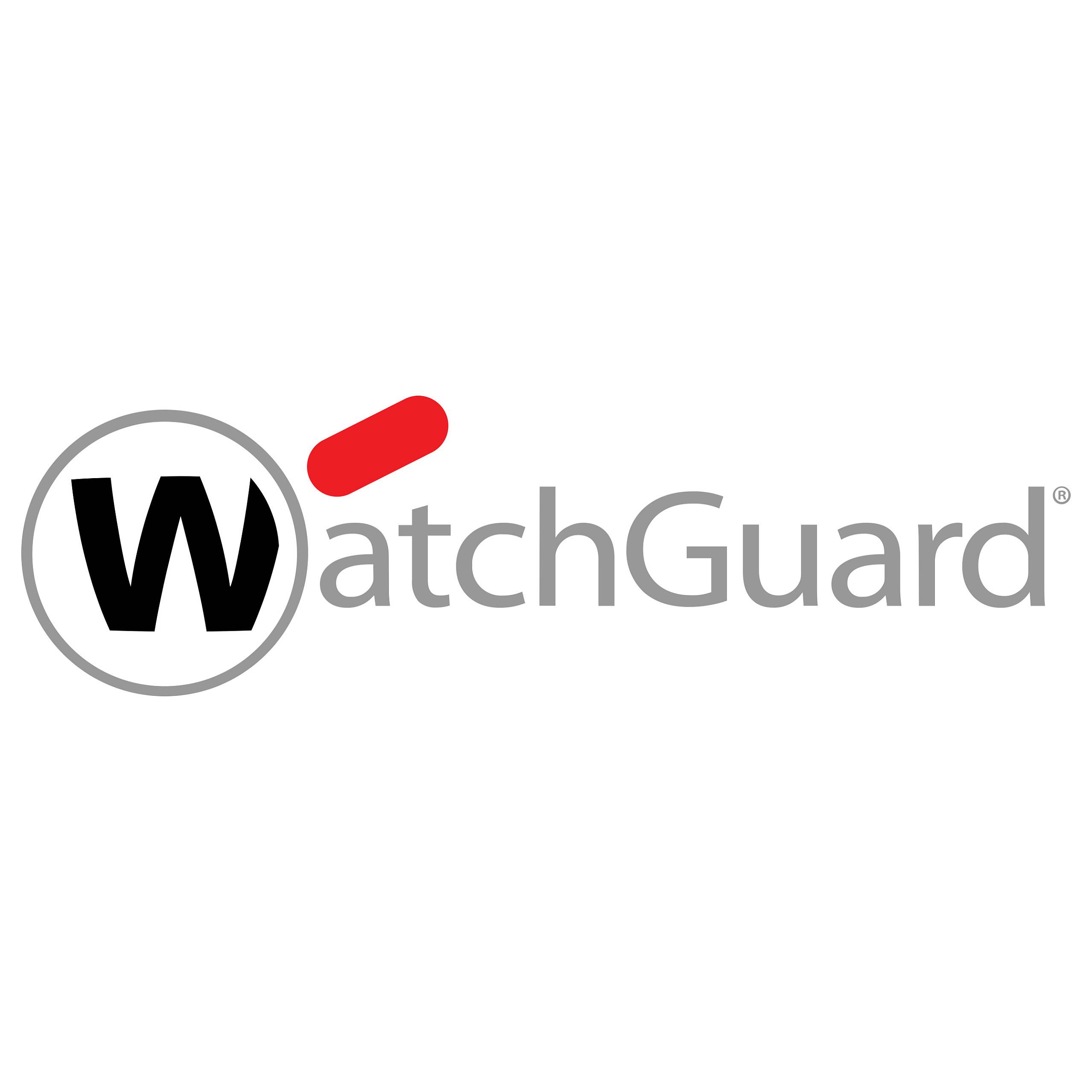 WatchGuard-Logo mit einem schwarzen 'W' in einem grauen Kreis und grauem Wortmark mit einer roten Akzentlinie über dem 'a'.