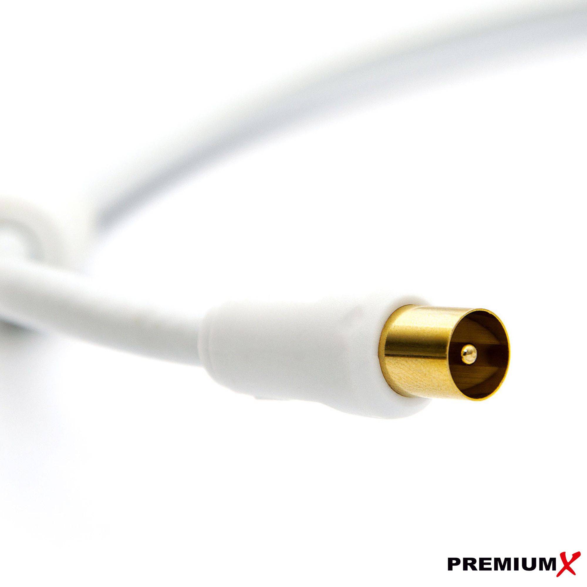 PremiumX 12,5m Antennenkabel TV Anschlusskabel HDTV Full HD, 4K Koaxial-Kabel - Vollmetall-Stecker auf IEC-Buchse für digitales Fernsehen und Radio