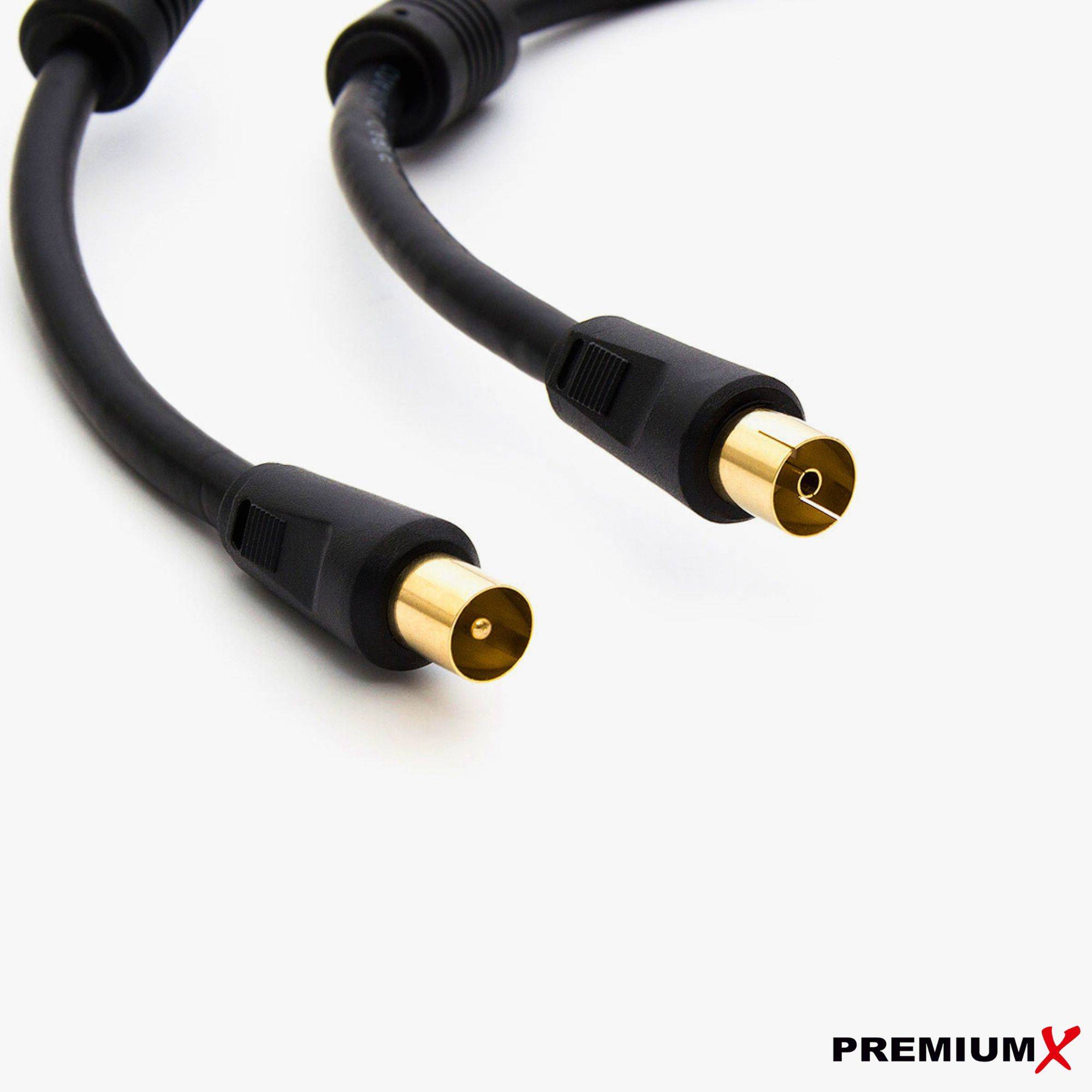 PremiumX 12,5m Antennenkabel TV Anschlusskabel HDTV Full HD, 4K Koaxial-Kabel - Vollmetall-Stecker auf IEC-Buchse für digitales Fernsehen und Radio
