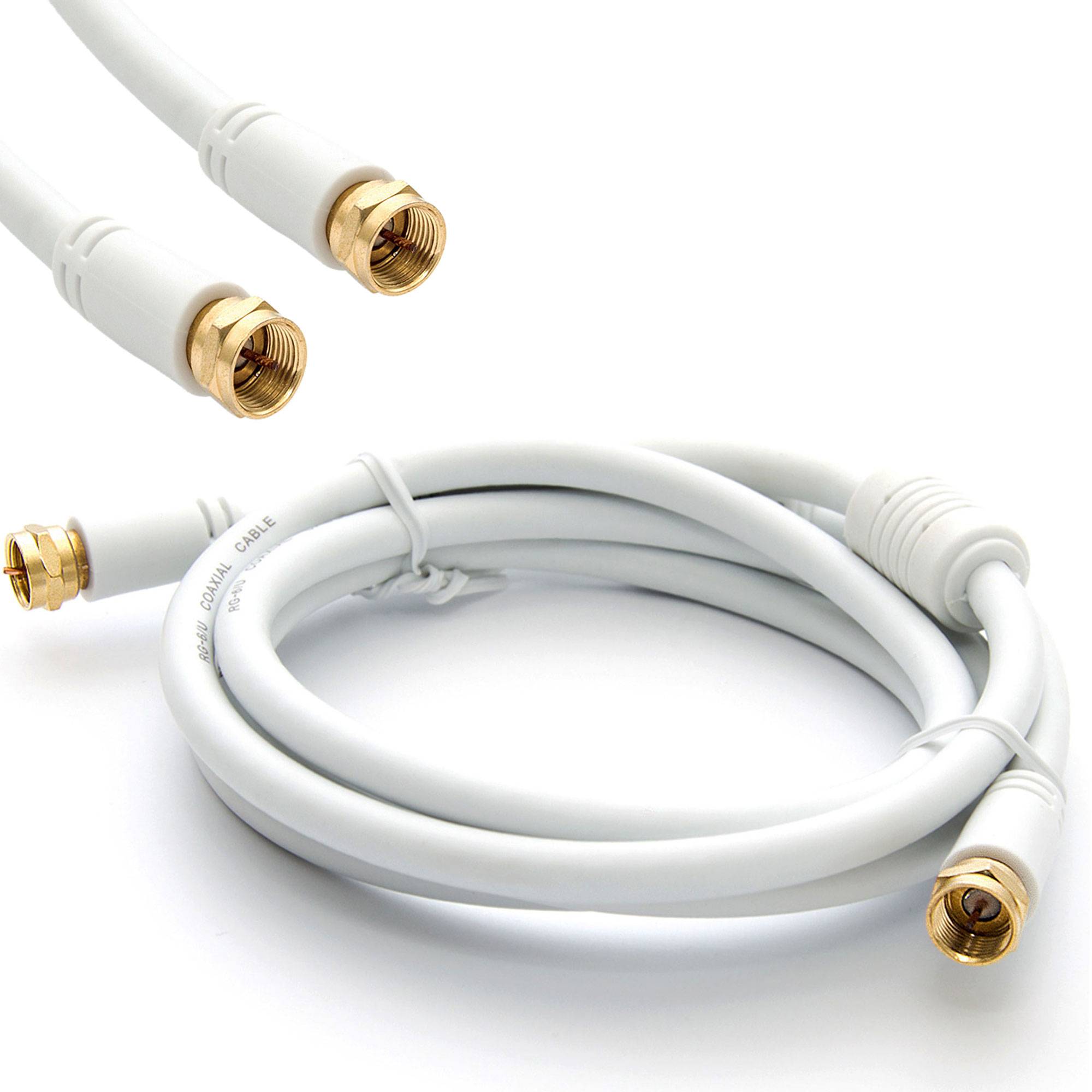 Premium X 2,5m Basic-Line TV Koaxialkabel mit Vollmetallstecker – doppelt geschirmt >110dB Digitales SAT Anschlusskabel - Antennenkabel Weiß |HDTV