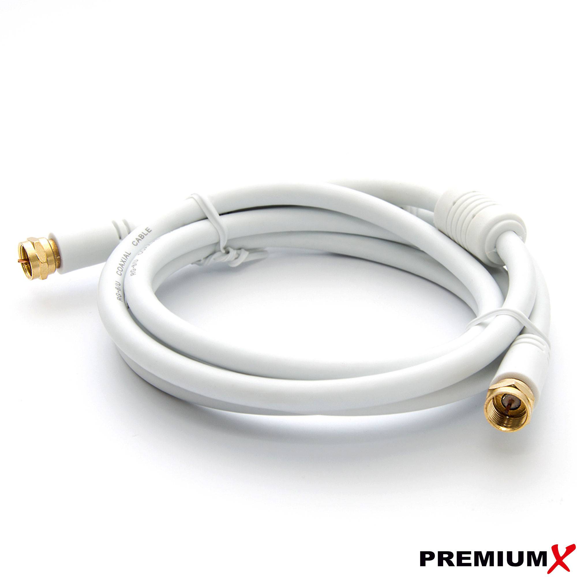 Premium X 2,5m Basic-Line TV Koaxialkabel mit Vollmetallstecker – doppelt geschirmt >110dB Digitales SAT Anschlusskabel - Antennenkabel Weiß |HDTV