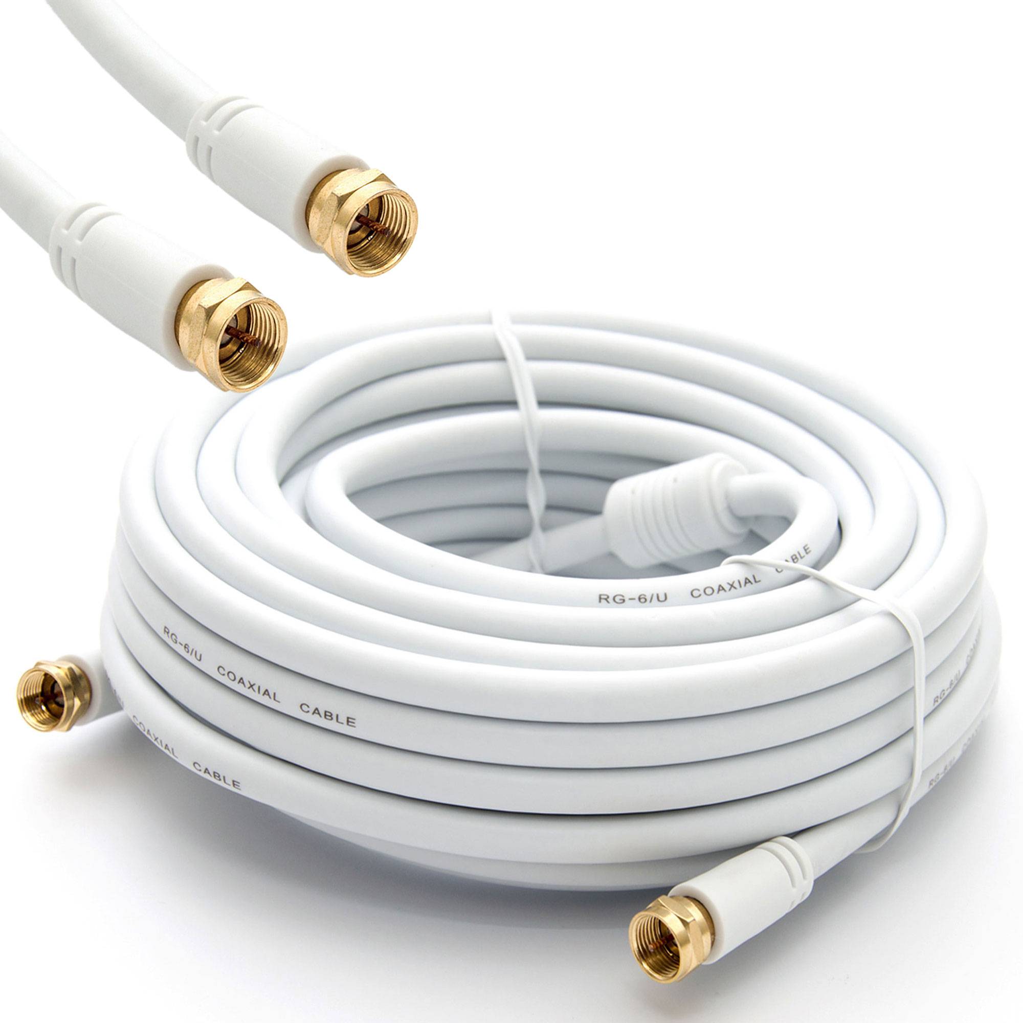PremiumX 7,5m BASIC-LINE SAT TV Antennenkabel F-Anschlusskabel Koaxial-Kabel mit Mantelstromfilter HDTV 4K - Weiß