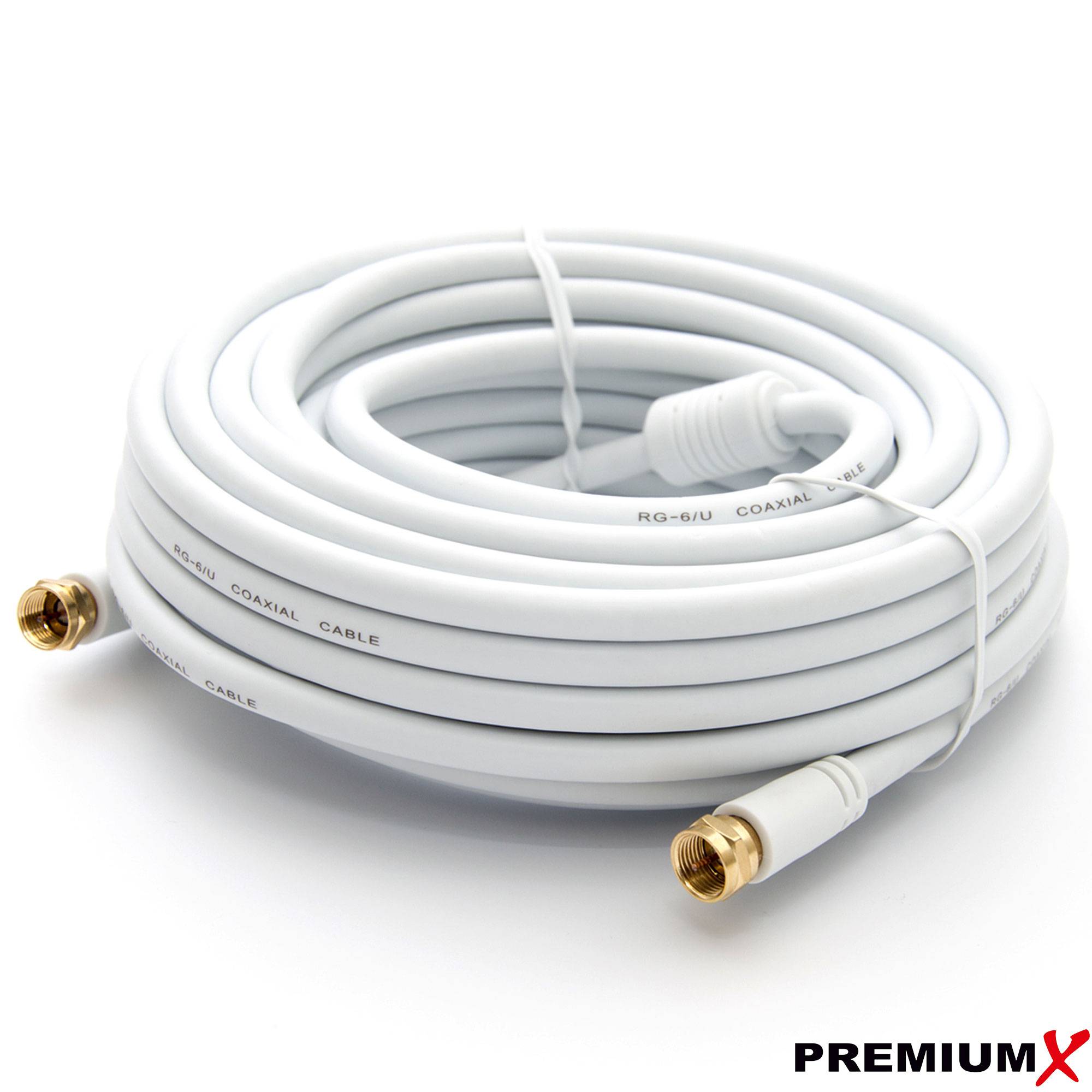 Premium X 12,5m Basic-Line TV Koaxialkabel mit Vollmetallstecker – doppelt geschirmt >110dB Digitales SAT Anschlusskabel - Antennenkabel Weiß |HDTV